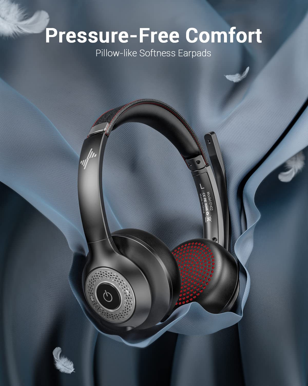 JIAMQISHI Wireless Headset with Mic for Work, Bluetooth V5.2 Headphones with AI Noise Cancelling Microphone, USB Dongle, Clear Calls & Mic Mute, for Laptop, PC, iPhone & Android Phones