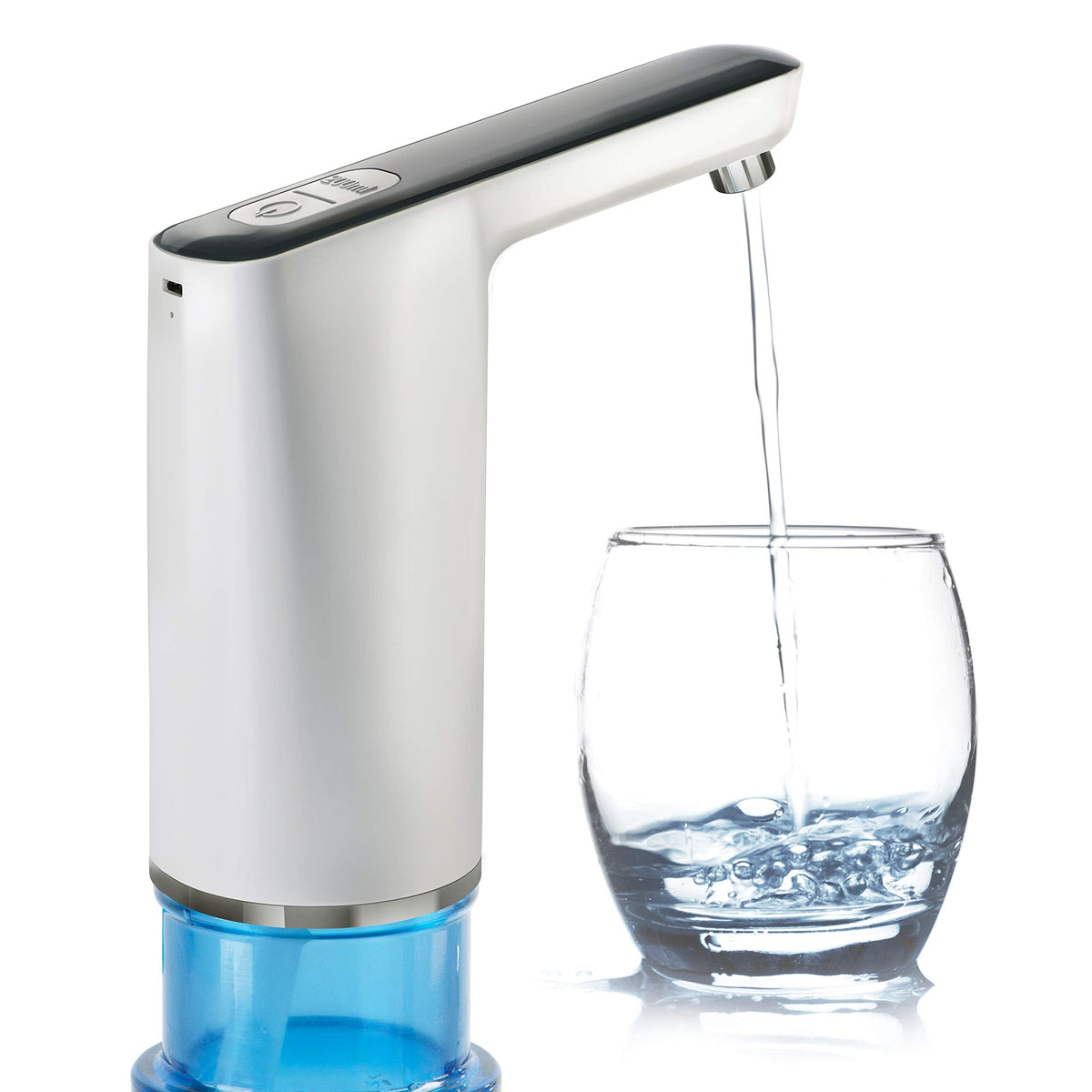 HotFrost Electric Water Pump for 5 Gallon Jug – USB Charging Drinking Dispenser - Low Noise – BPA-Free Food-Grade Materials, Chrome-Plated Spout, 1 Cup Option, Pours 4 to 5 Jugs Per Charge