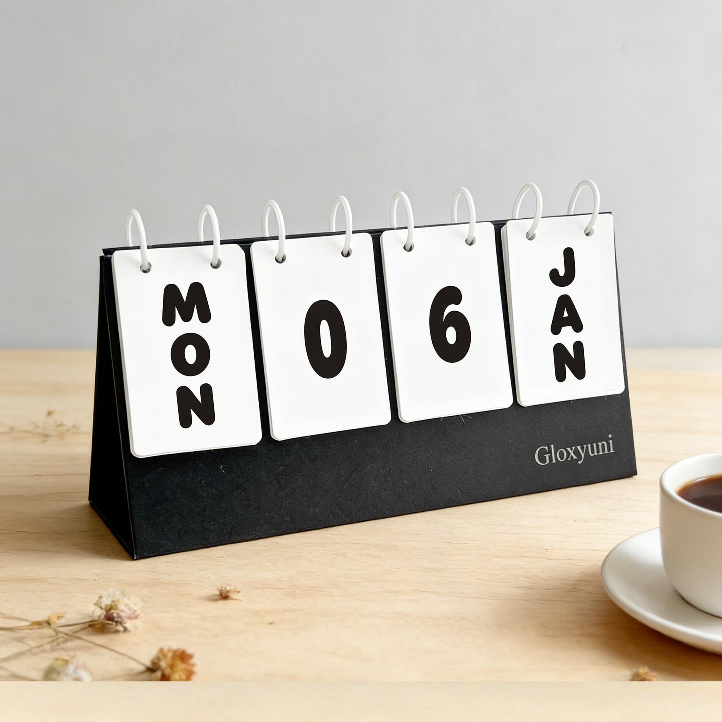 Paper vertical flip desk calendar, large-display desktop perpetual flip calendar, modern minimalist daily calendar with detachable plastic binder rings, suitable for home, office and classroom decoration, reusable year after year.