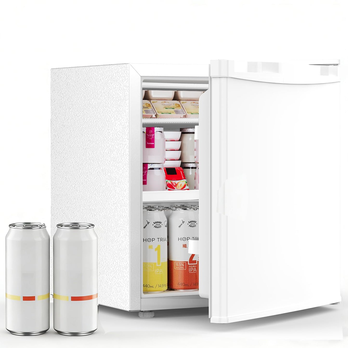 Antarctic Star Mini Fridge with Freezer, Rated 1.6 cu.ft, Small Upright Refrigerator with Removable Shelves, 7 Adjustable Thermostat, Low Noise for Bedroom/Apartment/Office,White