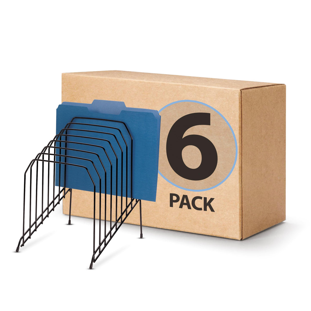 Officemate Large Incline 8 Compartment Wire Caddy, Black, 8.5 x 10.375 x 12.625 Inches (Pack of 6)