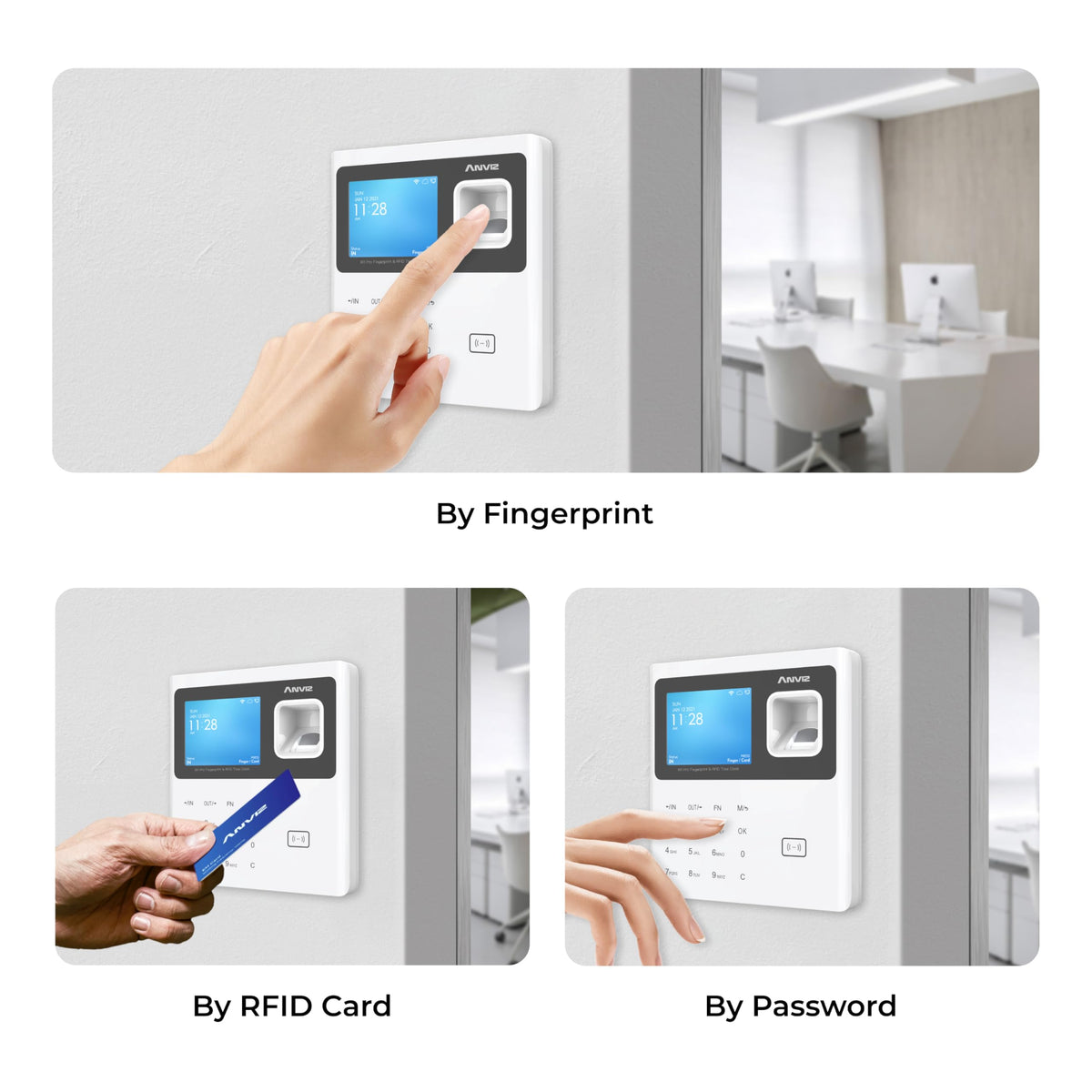 ANVIZ Time Clocks for Employees Small Business - Forever Free Cloud Software - W1 Pro Fingerprint Biometric Clock in and Out Attendance Machine, White