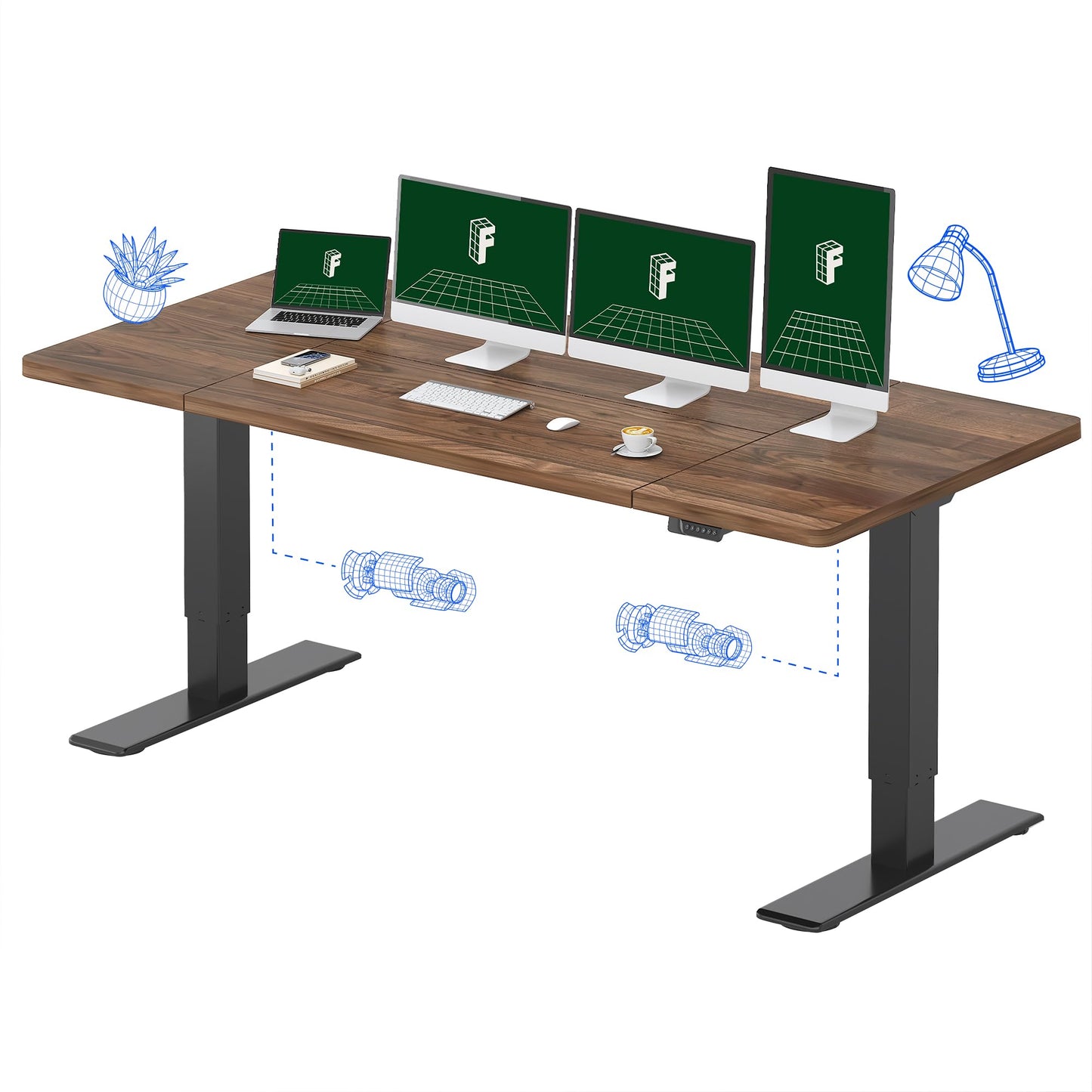 FLEXISPOT 79"x32" Large Dual Motor Electric Standing Desk, Black Walnut - 198 LBS Heavy-Duty Capacity, Ideal for Home Office, Creative Studio, or Multi-Monitor Setup