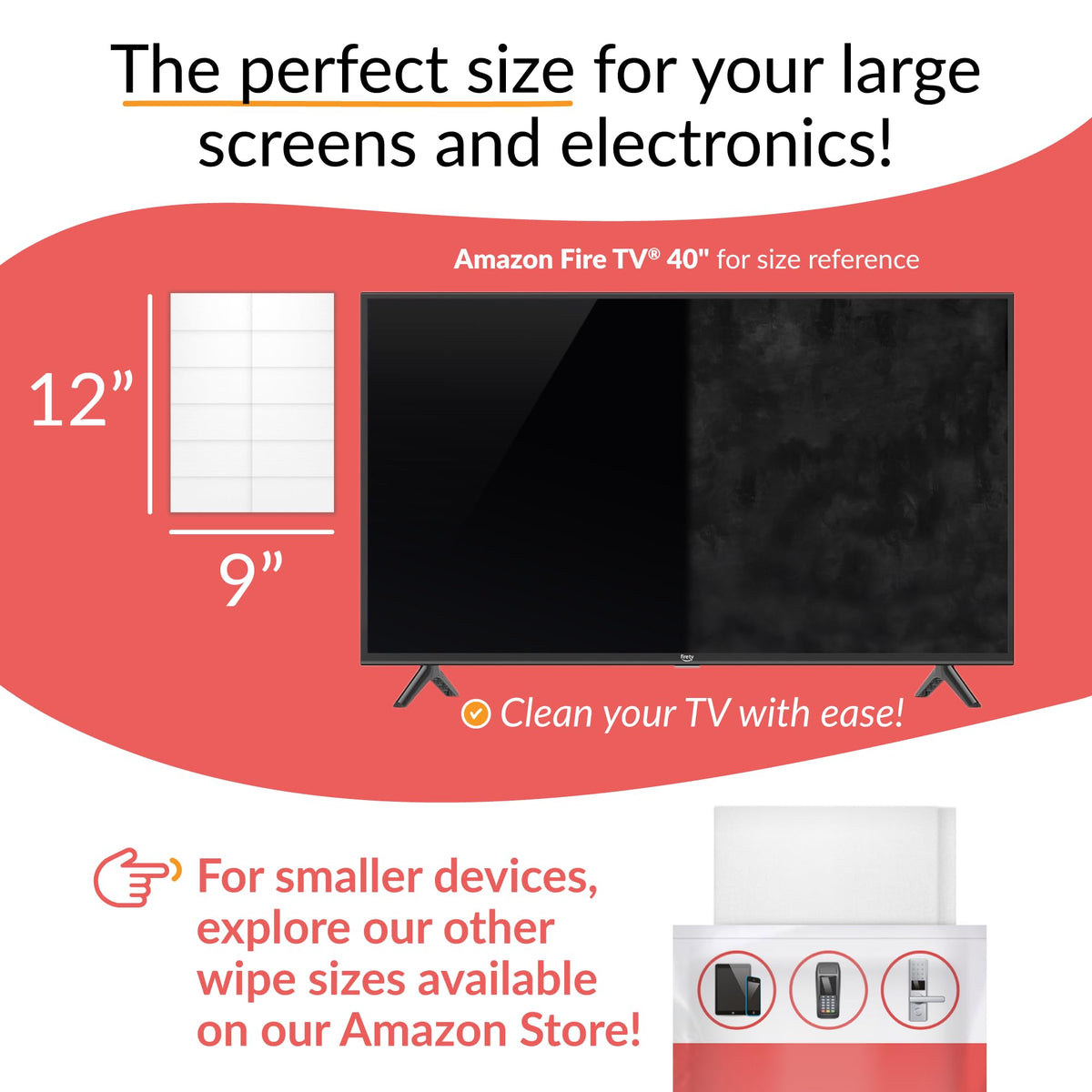 iCloth XL Wipe - 9x12 Inch Electronics Cleaning Wipe, 70% Isopropyl Alcohol, Individually Sealed - Streak-Free, Lint-Free, Restores Optical Clarity - TV, Monitor, Laptop (24 Wipes)