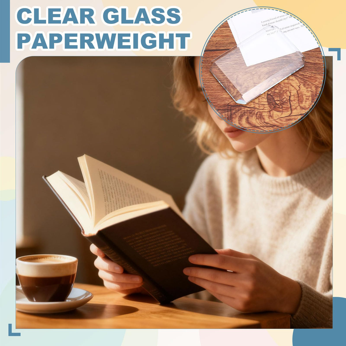 PATIKIL 2 Pcs Clear Crystal Paperweight, 3.94 x 2.76 x 0.47 Inch Clear Paperweight Decorative for Home Decoration Reading Photography Daily Office Gifts (Rectangle)