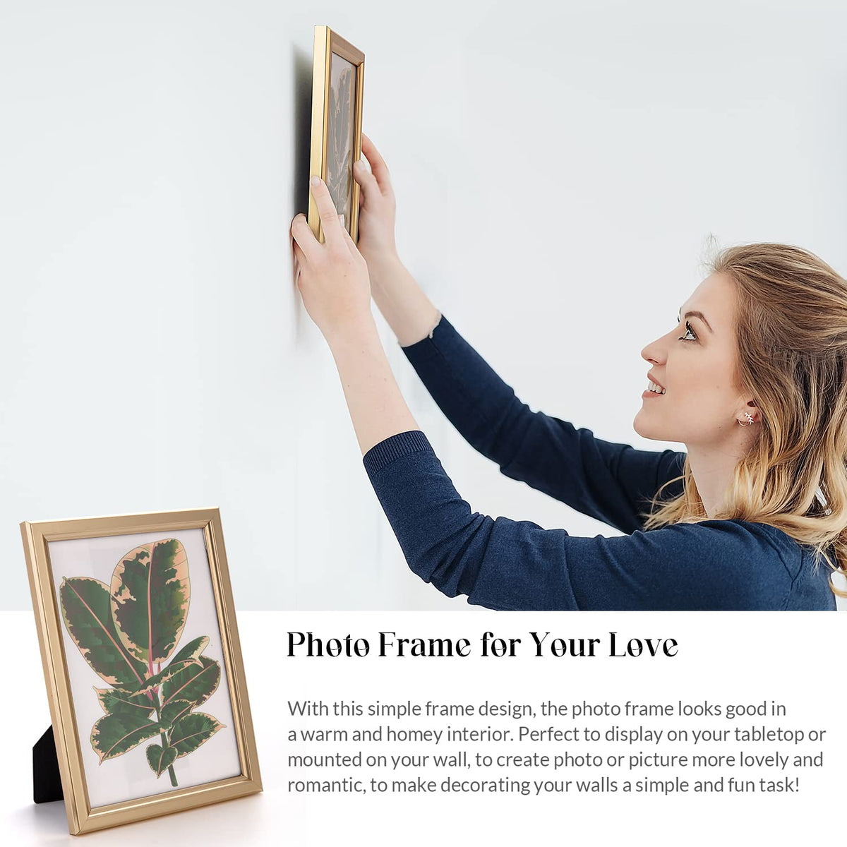 euwazram 8x10 Picture Frame - Set of 5, Matte Gold 8 x 10 Photo Frame with High-Definition Glass, Modern 8x10 frame for Tabletop or Collage Wall, Perfect Christmas Frame