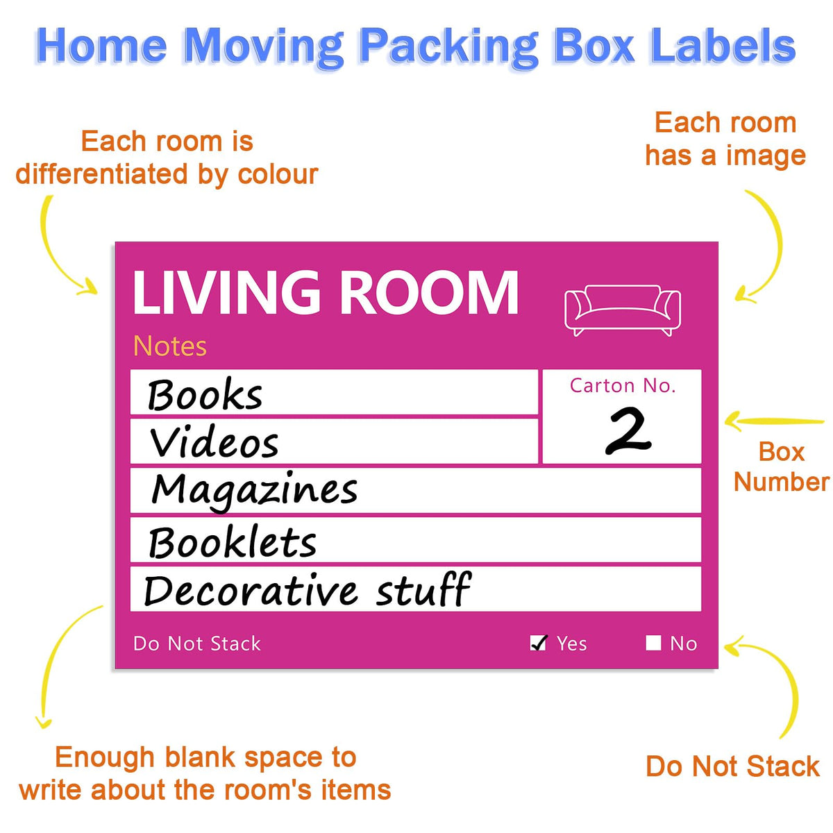 6 x 4 in Large Moving Labels for Boxes, Home Moving Packing Color Coded Stickers Supplies Labels with Writable Notes Areas, Fragile Blank Moving Boxes Stickers 160pcs