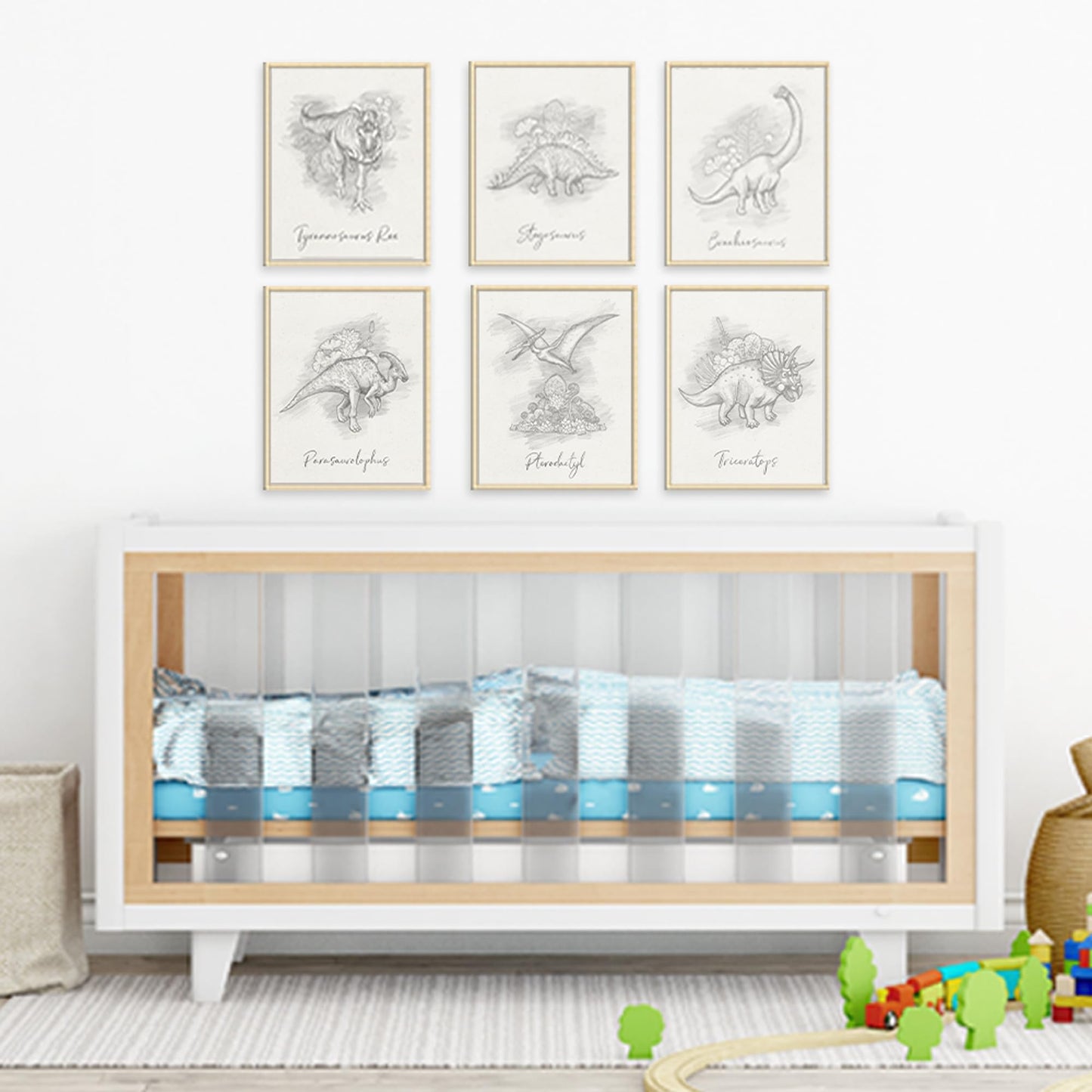 DREAM BIG PRINTABLES Dinosaur Sketchbook Set Art Prints (Set of 6) - 8x10s | Unleash Prehistoric Charm with These Wall Arts | Living Room | Farmhouse Decor | Bedroom Wall Decor | Kid's Room