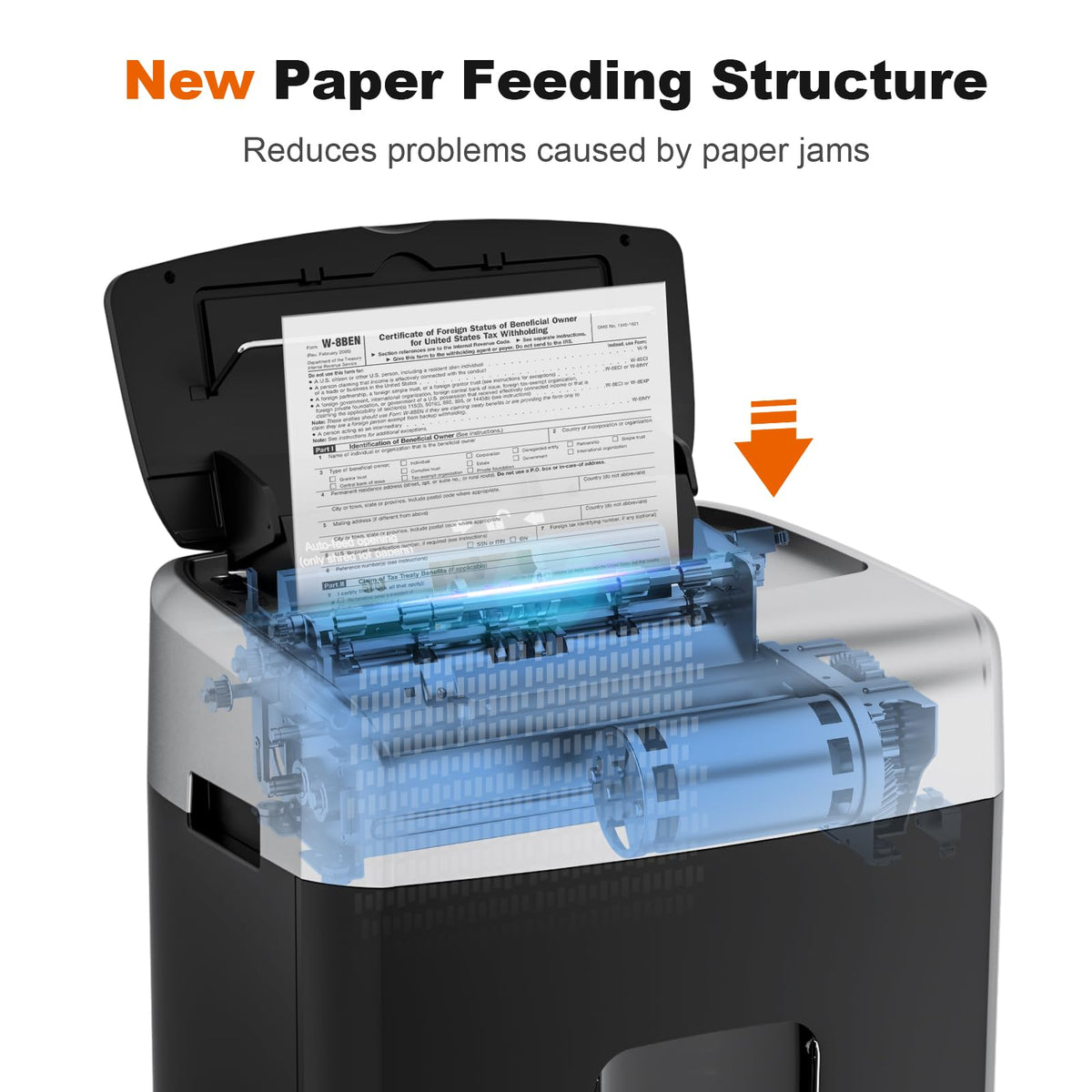 Bonsaii Paper Shredder for Office, 120-Sheet Autofeed Heavy Duty Shredder for Home Office Use, 30 Minutes/Micro Cut/P-4 High Security Level/6 Gallon Large Bin