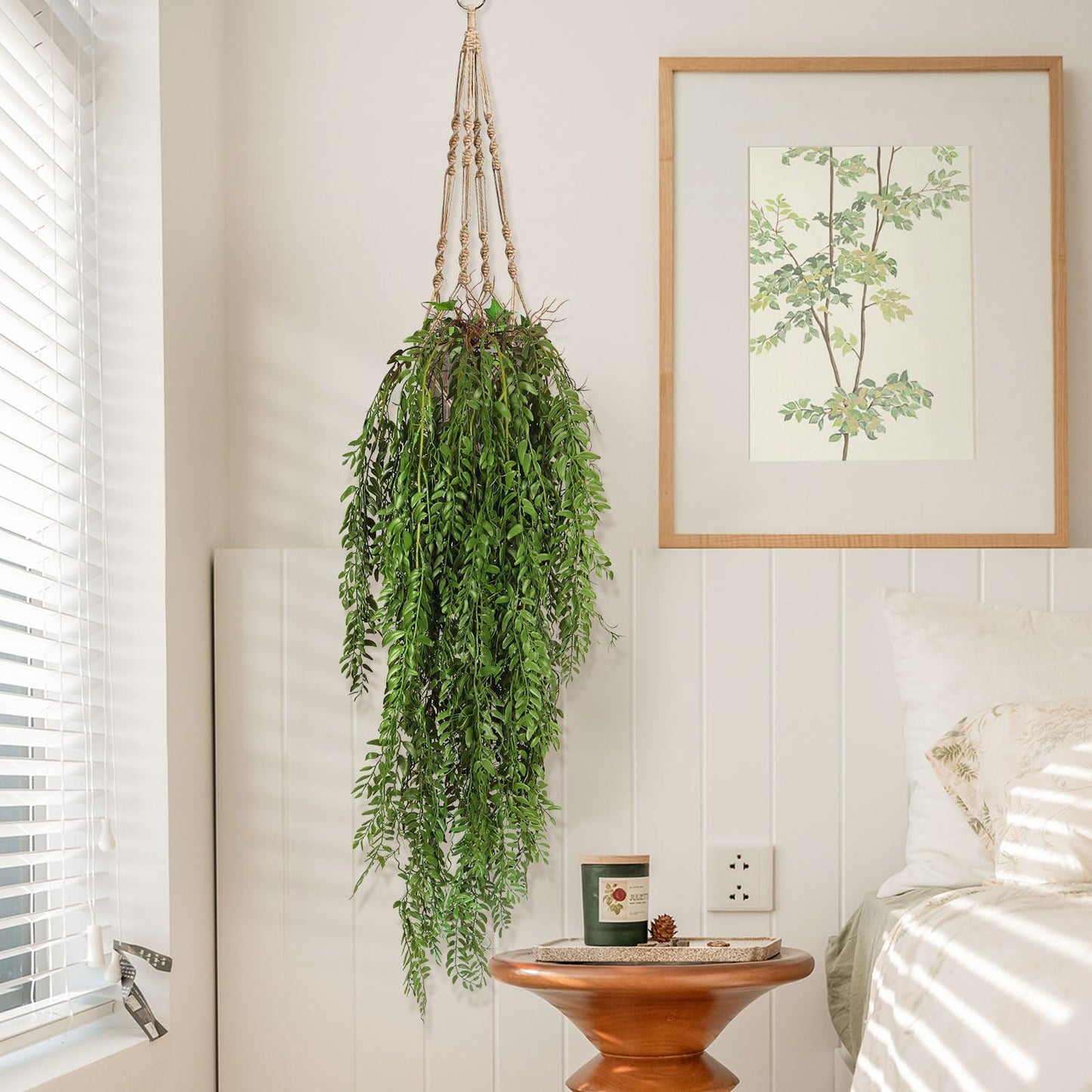 RECUTMS 2 Pcs 3.7Ft Hanging Fake Plants Faux Ferns Ivy Willow Vine Leaves Wall Greenery Artificial Vine Plastic for Spring Home Garden Wedding Party Indoor Outdoor Easter Decorations(Green)