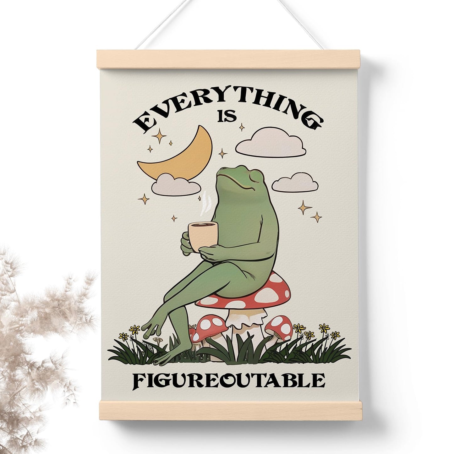 PaJiaNi Everything is Figureoutable Office Decor,Mental Health Inspirational Wall Art,Frog Motivational Wall Decor,Positive Affirmations Poster For Classroom Bedroom Dorm,12x16Inch