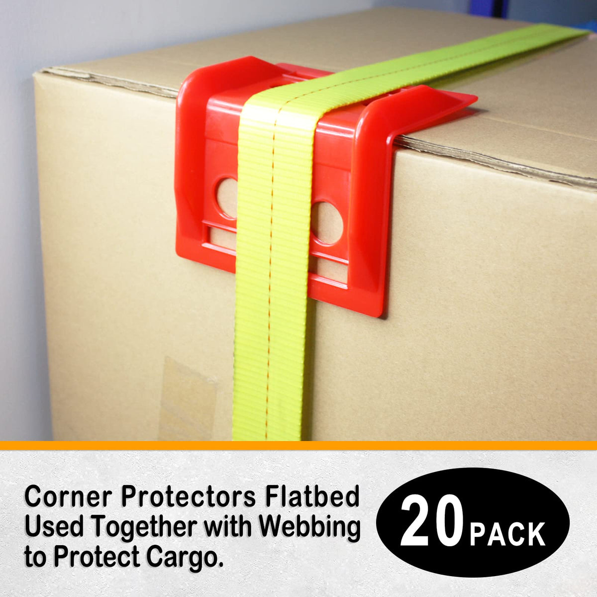 ENJ 20 Pack Flatbed Edge Protector, Edge Corner Tie Down Protector for Up to 4 Inch Straps, Protects Cargo Edges, Flatbed Accessories Plastic Protector (RED)