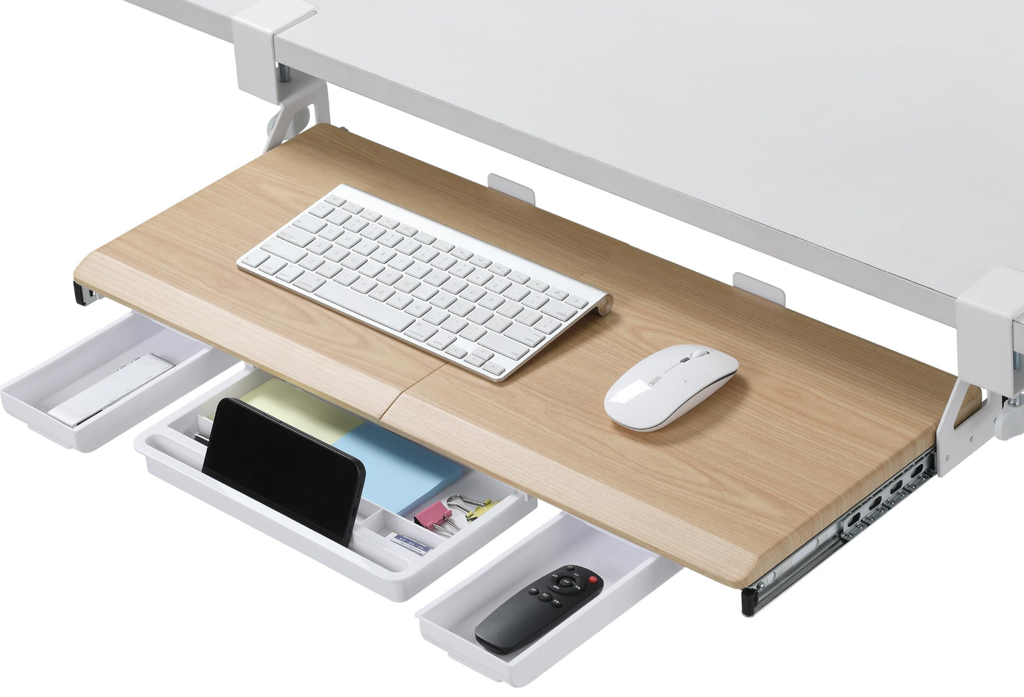 ETHU Keyboard Tray Under Desk, Pull Out Keyboard & Mouse Tray with C-clamp, Ergonomic Desk Keyboard Tray Slide Out, Pull Out Platform Drawer for Home and Office（Oak）