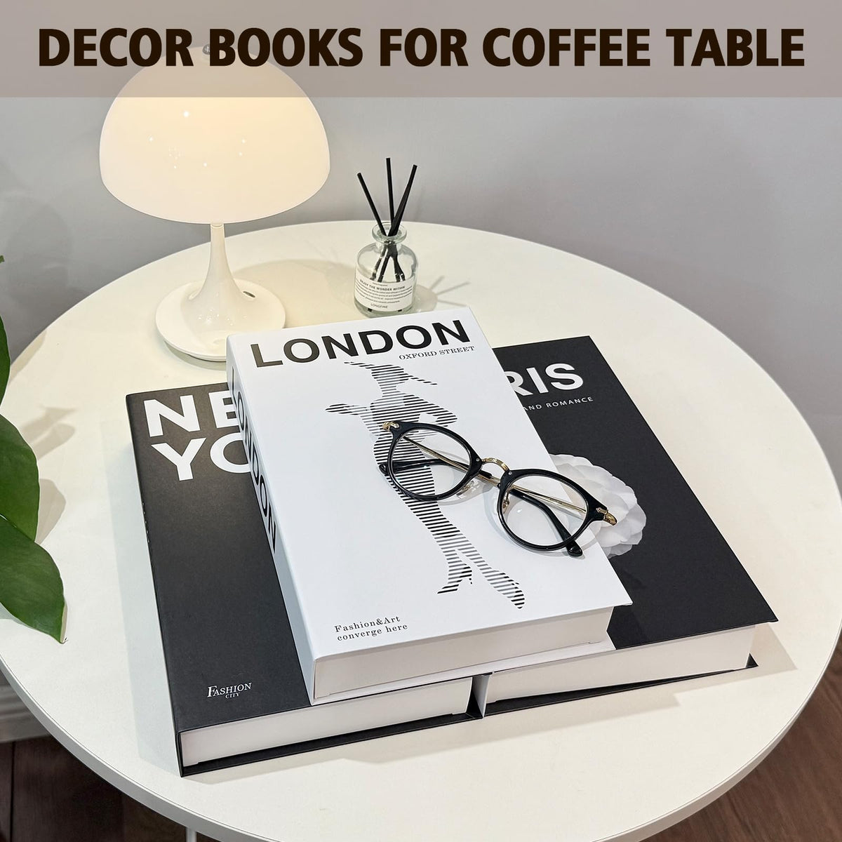 Decorative Books for Home Coffee Table Decor with Stylish Bookshelf and Office Living Room Black and White Fake Books for Decoration Faux Stack Book (Set of 3)