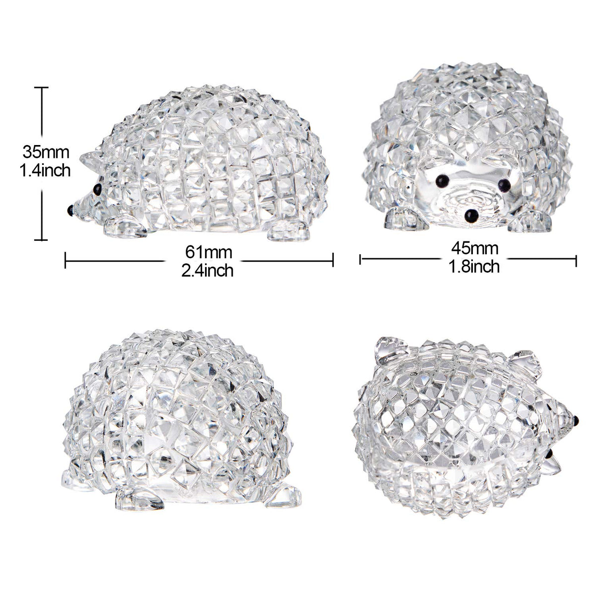 LONGWIN Mini Statues of Glass Hedgehog Crystal Animal Collectible Figurines Home Tabletop Decorative Ornaments