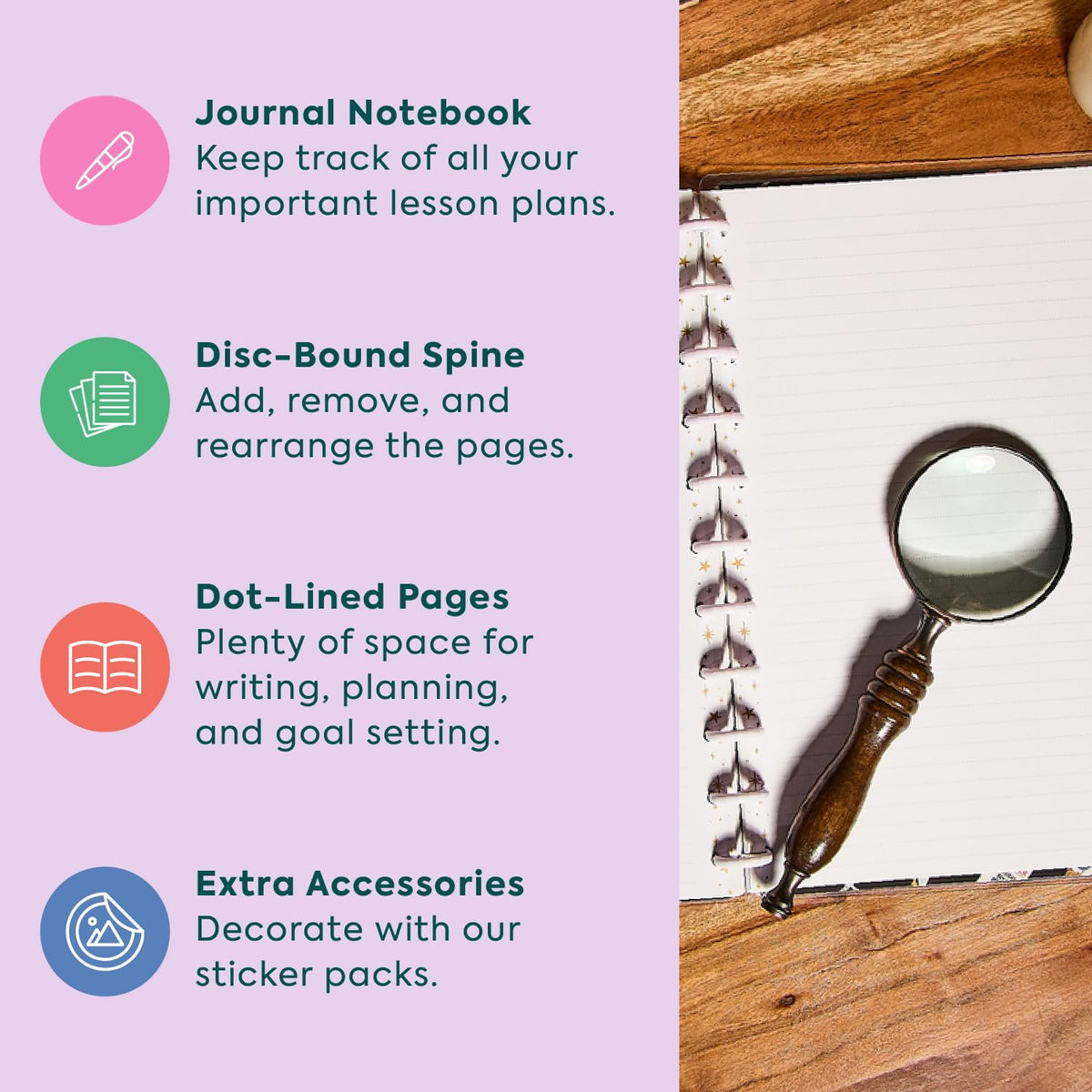 Happy Planner Harry Potter Notebook for Office, School or Journaling, Disc-Bound Notebook, 3 Dividers, 60 Dot-Lined Pages, Big Size, Back to Hogwarts