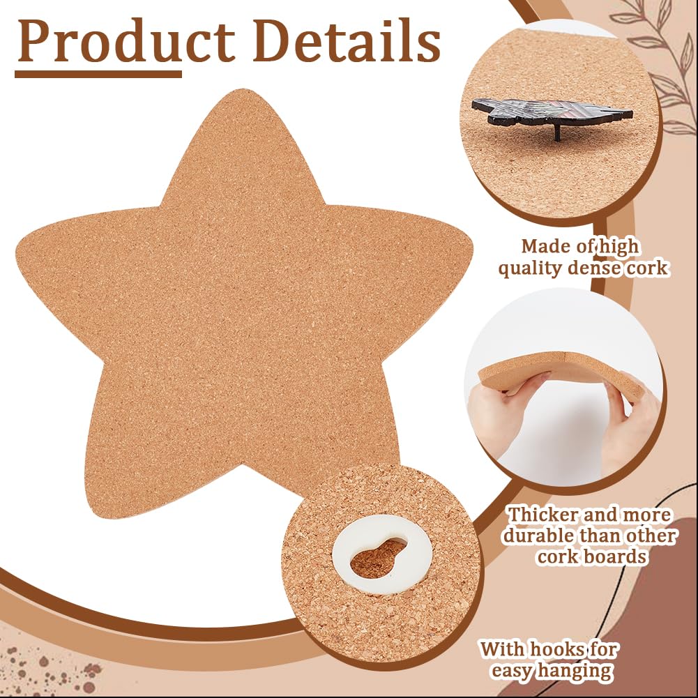 NBEADS Pin Display Cork Board, Star Cork Brooch Board 0.5inch Thick Pin Board Wall Mounted Cork Board Wooden Bulletin Display Board for Brooch Pin Storage Office Home Decor, 12x11Inch