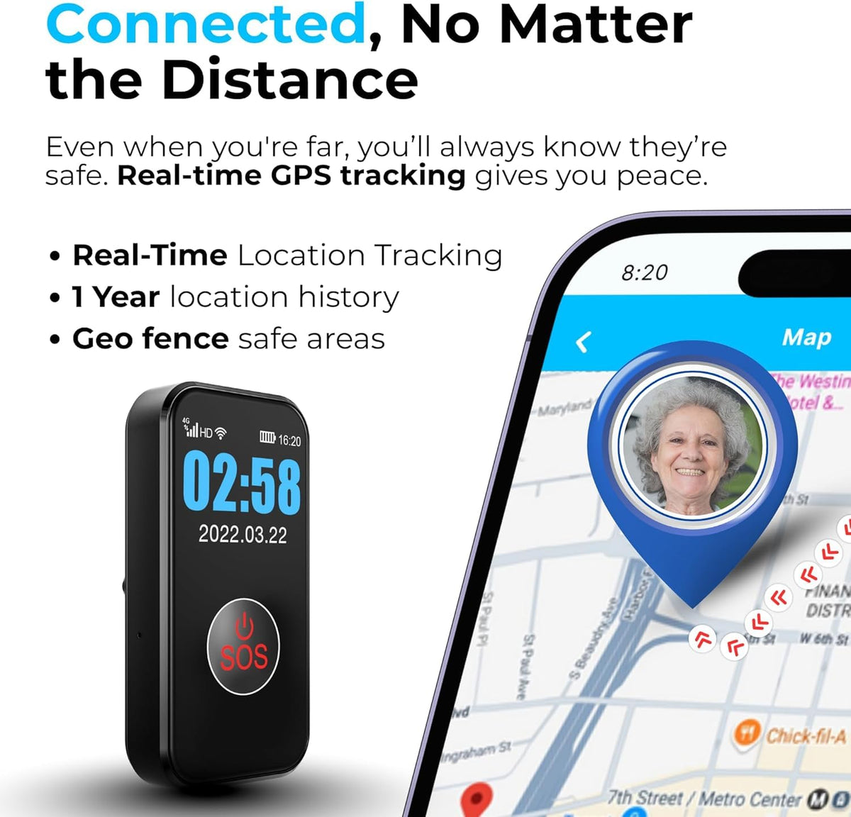 SecuLife New 2026 Fall Alert Device, Medical Alert Pendant with for Seniors, SOS Call, GPS Tracking – Wearable Emergency Necklace for Elderly, Waterproof, 2-Way Calling, Panic Button
