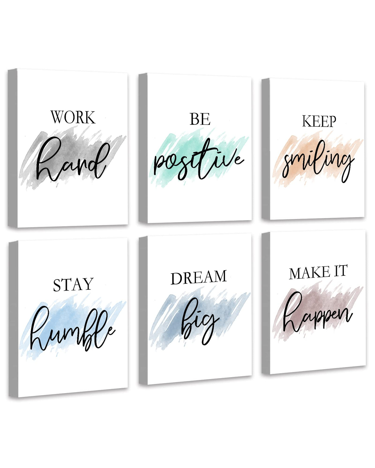 𝗗𝗿𝘀𝗼𝘂𝗺 Motivational Wall Decor Inspirational Office Wall Art Quotes Wall Art for Living Room Encouraging Canvas Posters for Office Bedroom Sayings for Wall Decor - 8” x10” x6 PCS (𝗙𝗿𝗮𝗺𝗲𝗱)