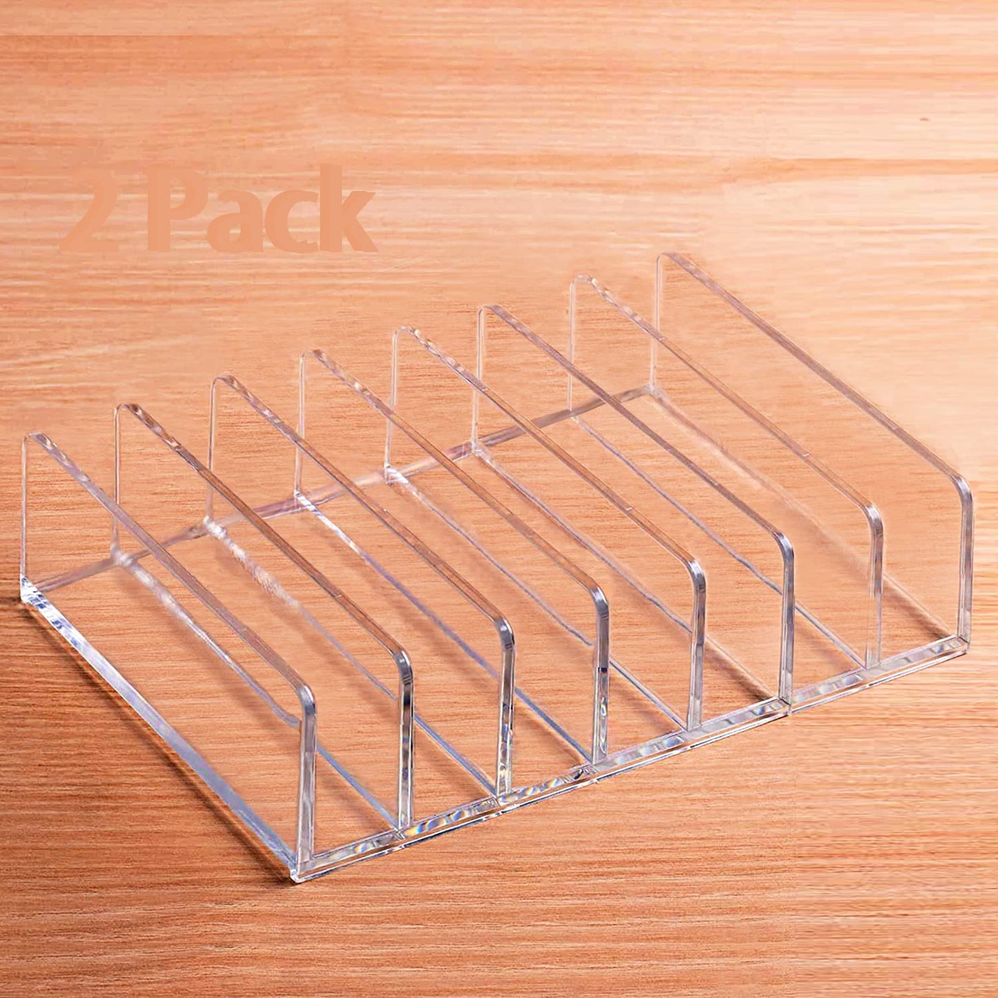 Halyuhn Acrylic Mail Holder 2 Pack, 7 Slots Clear Desk Organizer for Sorting Mail, Clear Bill Money Organizer for Envelope, Card and Makeup, Cash Tray for Cash Stuffing, Use in Home and Office
