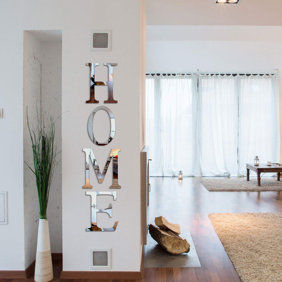 Zonon 3D Home Wall Decor Letter Sign Acrylic Mirror Wall Decor Stickers Family Farmhouse Decals for Home Room Bedroom Mirror Decoration 47x 11.8 Inch(Silver)