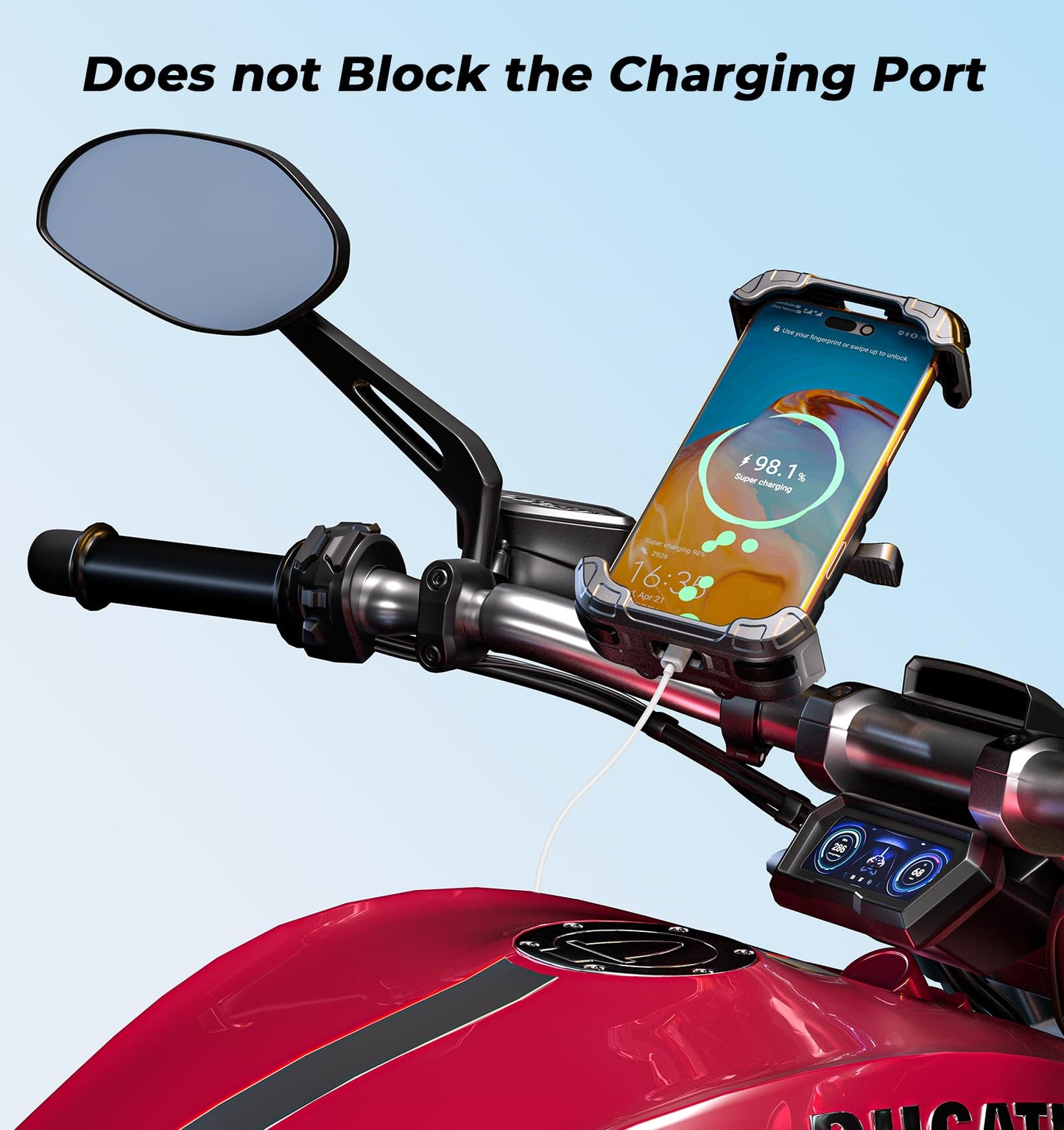 VAZESWIN Motorcycle Phone Mount [Secure Lock] One-Handed Operation Motorcycle Cellphone Holder, Bicycle Scooter Handlebar Clamp, Bike Phone Mount with Aluminum Alloy Base Fit for 5.4"-7.2" Smartphone