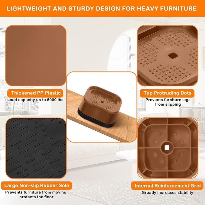 shouwuhho 24 Pack Furniture Risers Adjustable Bed Risers Heavy Duty Lifts