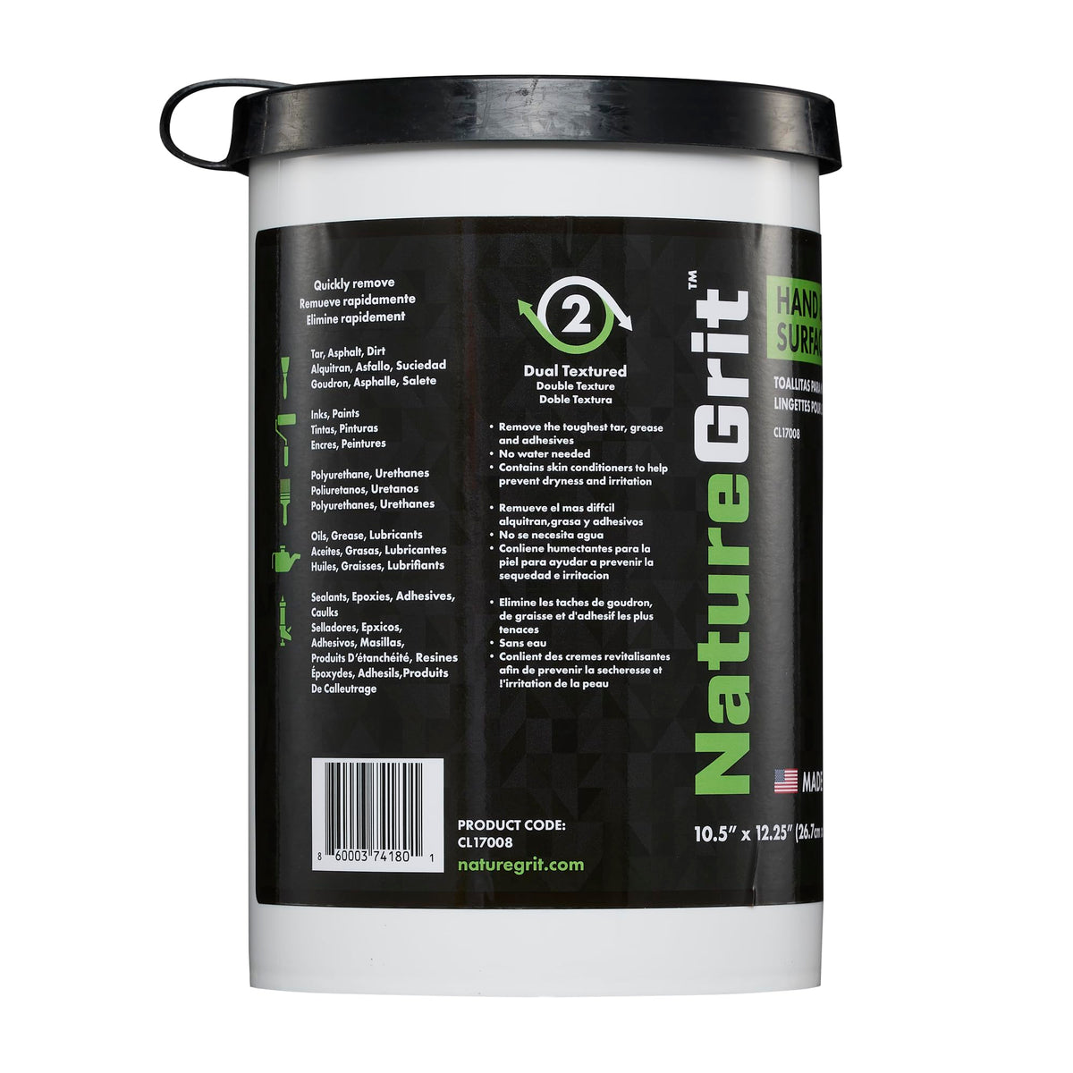 NatureGrit Hand & Surface Wipes: Heavy Duty Grease & Grime Removal, Degreaser Wipes for Mechanics, Workshop Use (1)