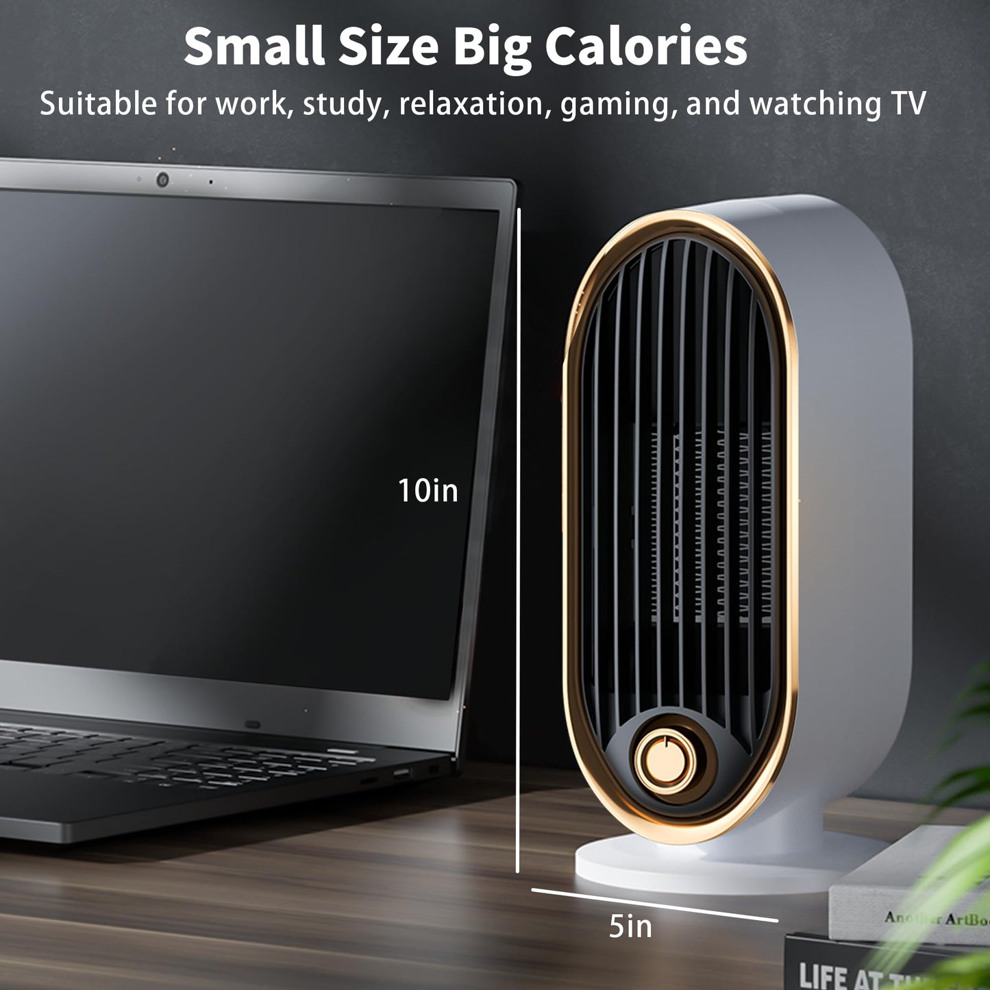 Space Heater, 800 Watts Space Heaters for Indoor Use, Tip-Over Protection, Fast Heat, Thermostat, Desktop and Floor, Small Portable Space Heater for Bedroom, Office, Dorm, Living room, Garage