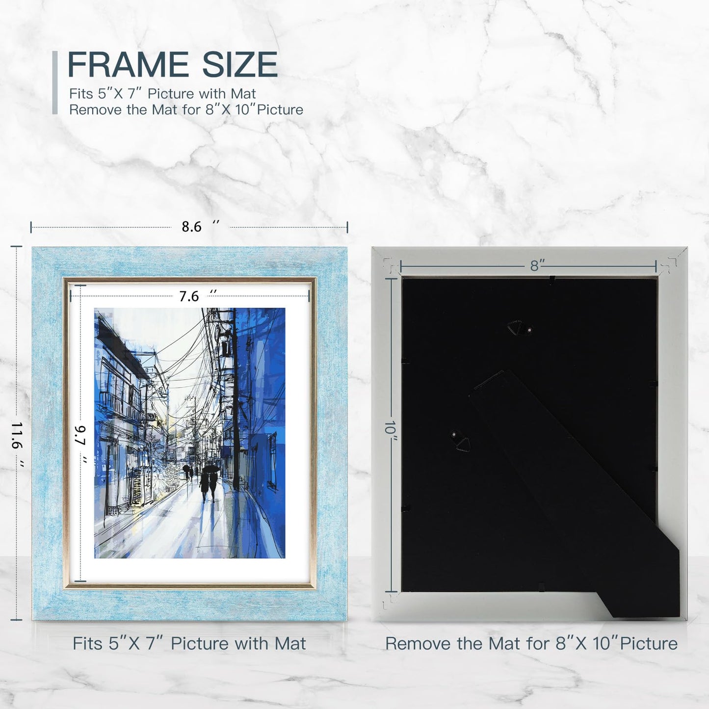 XUANLUO 8x10 Picture Frames Set of 4 Rustic Retro Photo Frame with HD Plastic Cover for Wall Mount and Tabletop Display Family Friends Wedding Gift
