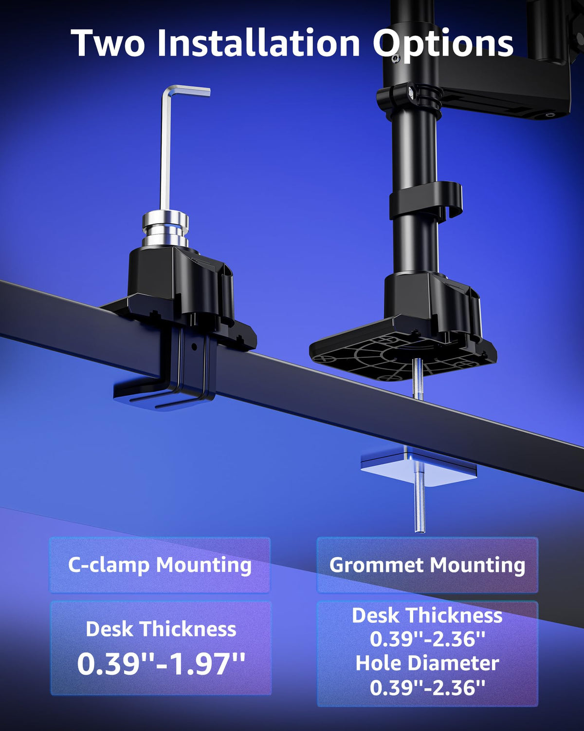 MOUNTUP Dual Monitor Stand Fits 49 45 42 40 39 34 32 Inch Screens, Heavy Duty Dual Monitor Arm Holds 7.7-44 lbs, Vertical Stacked Monitors Mount, Full Motion, Height Adjustable, VESA Mount