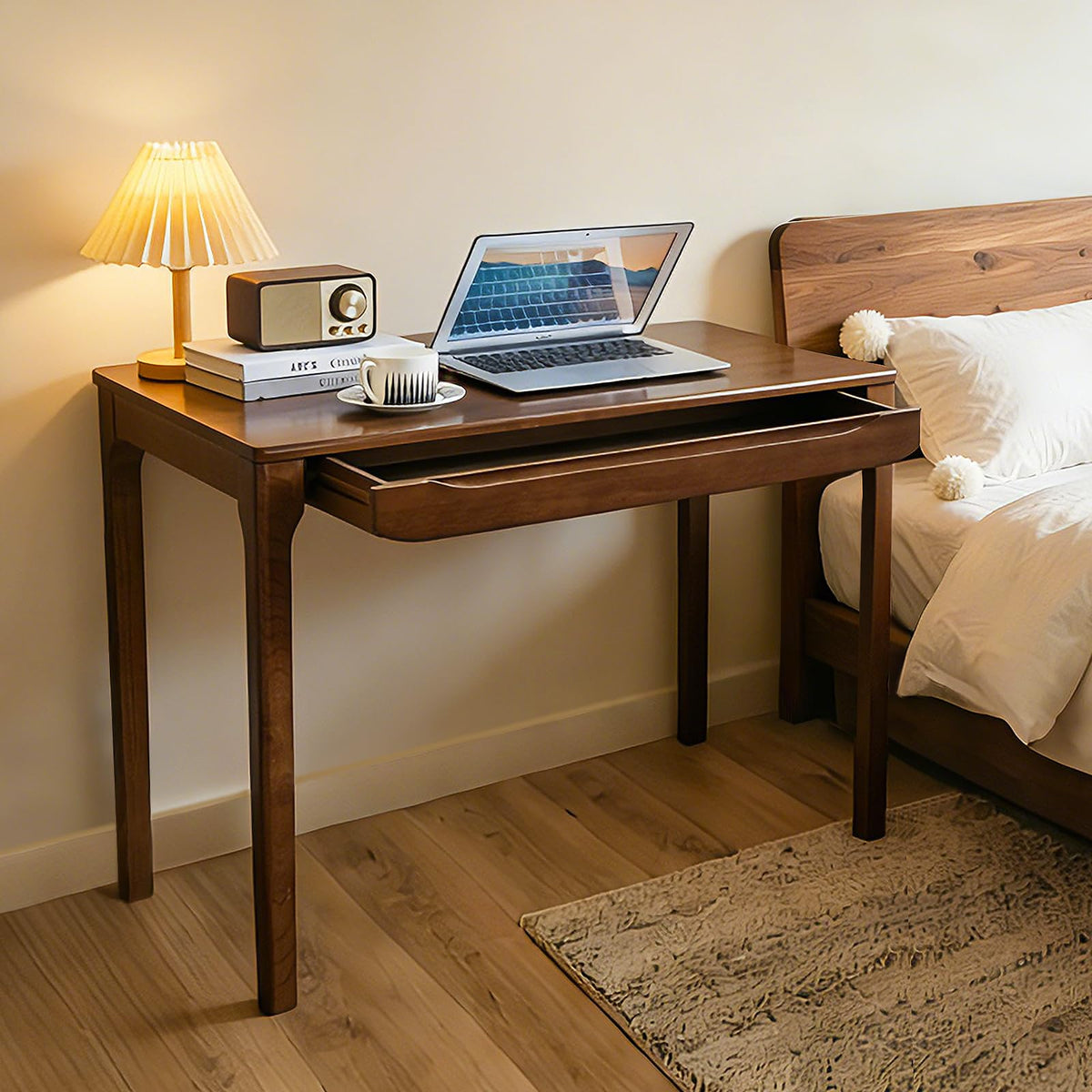 VIZBMYR Widen Solid Wood Desk with Drawers,39"X24" Wood Writing Desk for Small Space,Student Computer PC Desks,Home Desks for Work,Gaming Study Desk for Bedroom Escritorios Desk Table (Walnut, 39“)