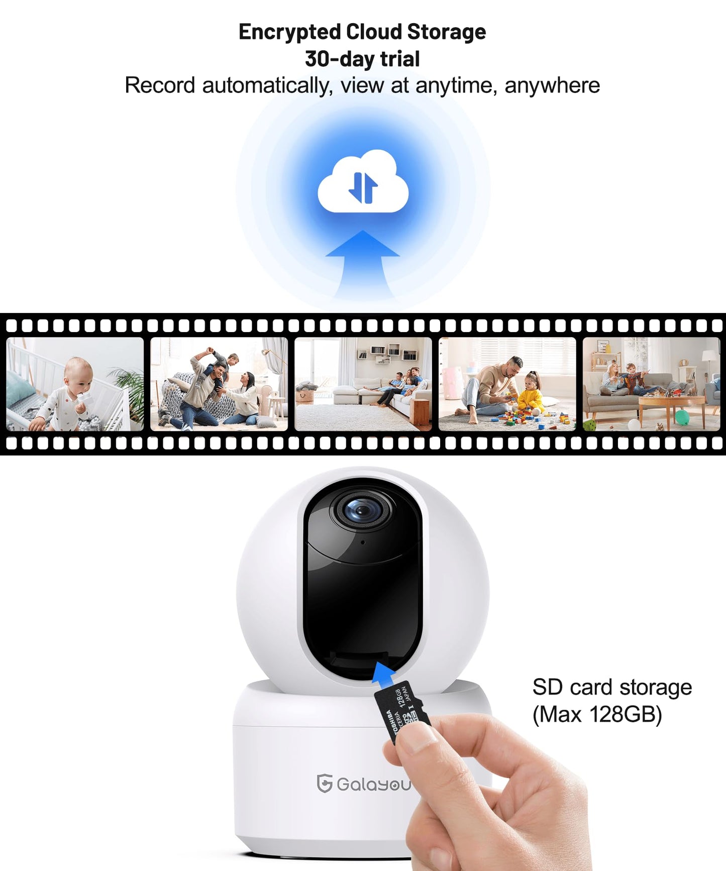 GALAYOU Indoor Security Camera 2K, Pet Camera, 360 Degree 2.4G WiFi Home Security Camera for Baby/Elder/Nanny with Night Vision, 24/7 SD Card Storage, Works with Alexa and Google Assistant G2-2Pack