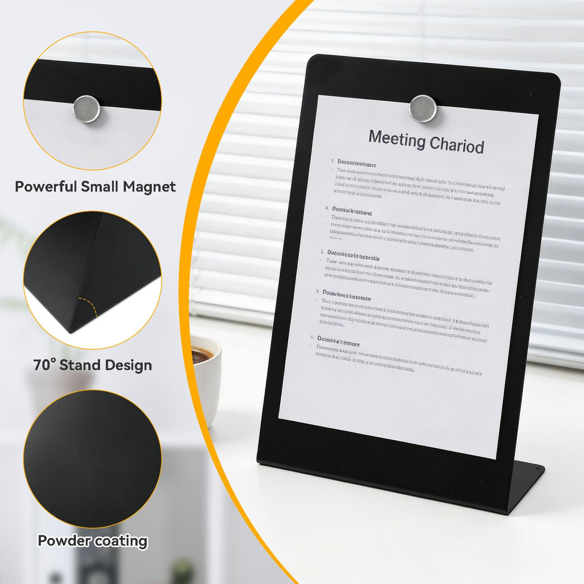 Solryne 2 Pack Magnet Bulletin Board, 13.8 x 9.8 inch Large Magnetic Board, Display for Memos, Photos & Documents, Magnet Display Stand for Home, School, Kitchen, Office, Hotel (Black)