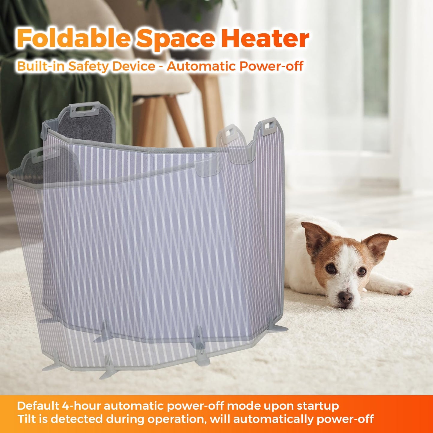 Panel Space Heater for Office/Home Quiet, Portable Electric Space Heater Warmer, Under Desk Heater for Legs Feet Knee, Foldable Foot Warmer with Thermostat Auto Shut Off, 12H Timer