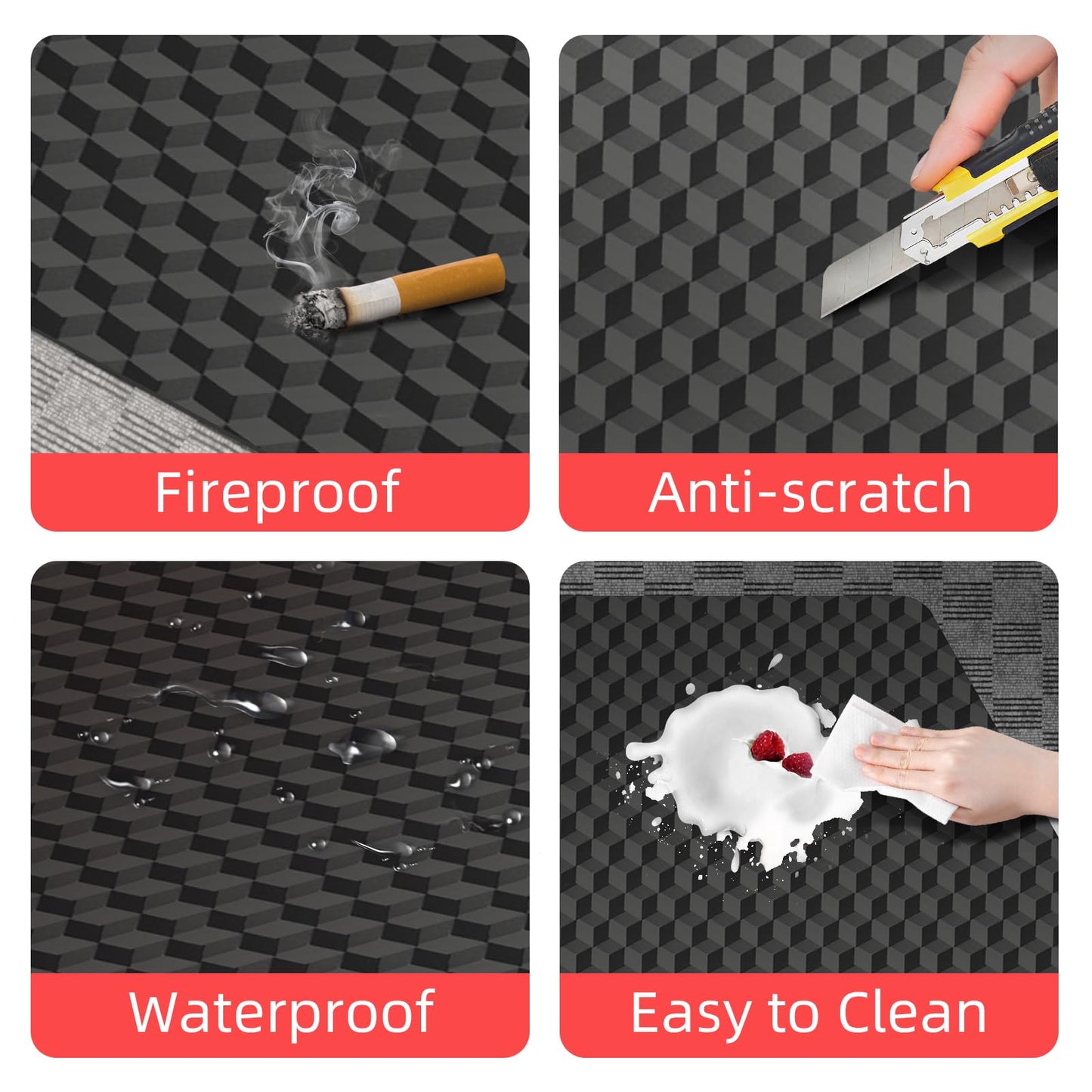 AiBOB Office Chair Mat for Carpet, 48"x36"Gaming Computer Desk Mat for Low Pile Carpet, Heavy Duty Floor Protector Mat for Rolling Chair