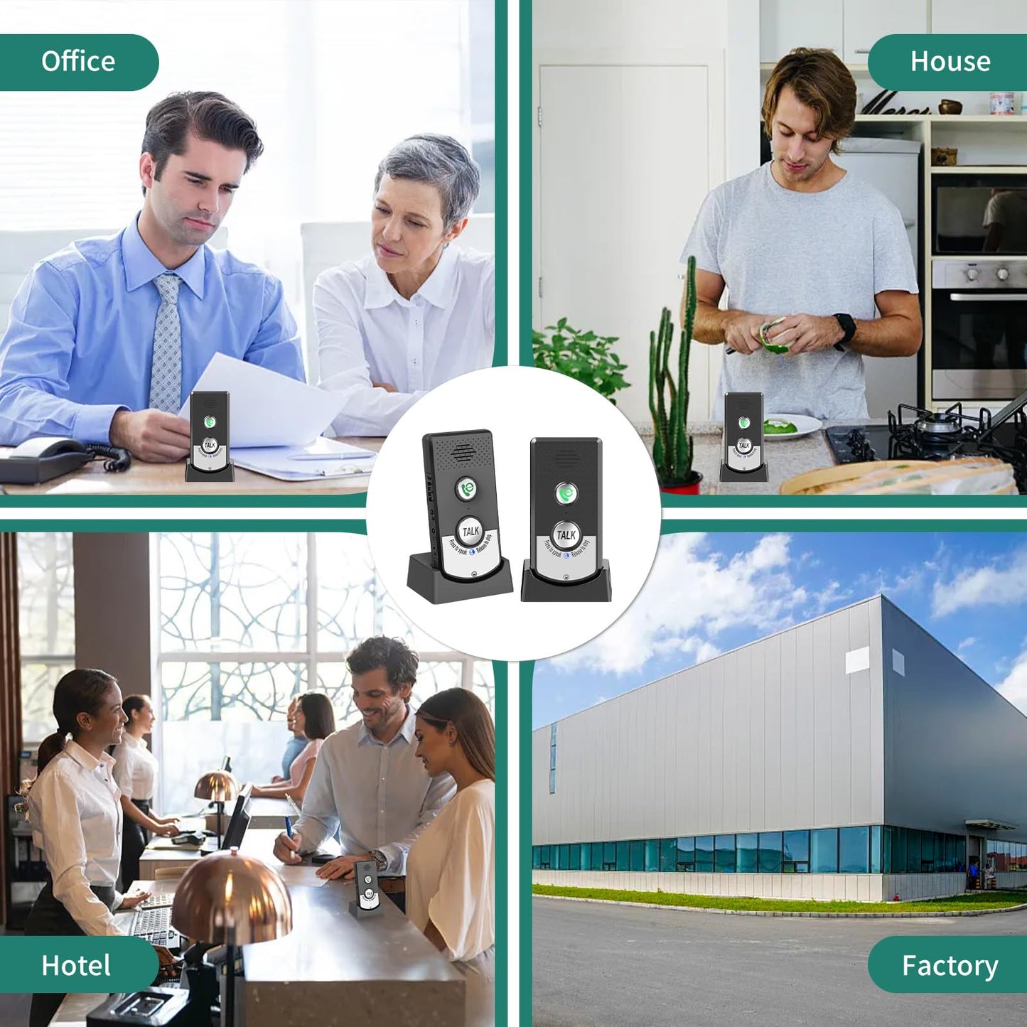 2 Way Wireless Intercom, Portable 1000m Long Range Intercomunicador Home Communication System Doorbell Unit, Range Indoor Intercoms Calling System Room to Room Intercom for House, Hospital, Hotel