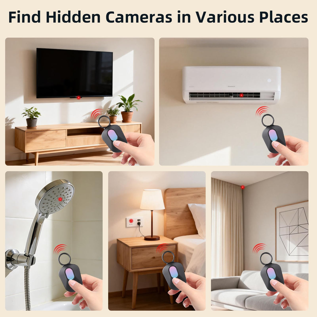 Hidden Camera Detector 2026 Upgraded, Anti Spy Camera Finder Hidden Devices Detector Privacy Pen Camera Scanner with 720H Battery Life & 3 Working Modes for Travel Hotel Home Bathroom Office (Black)