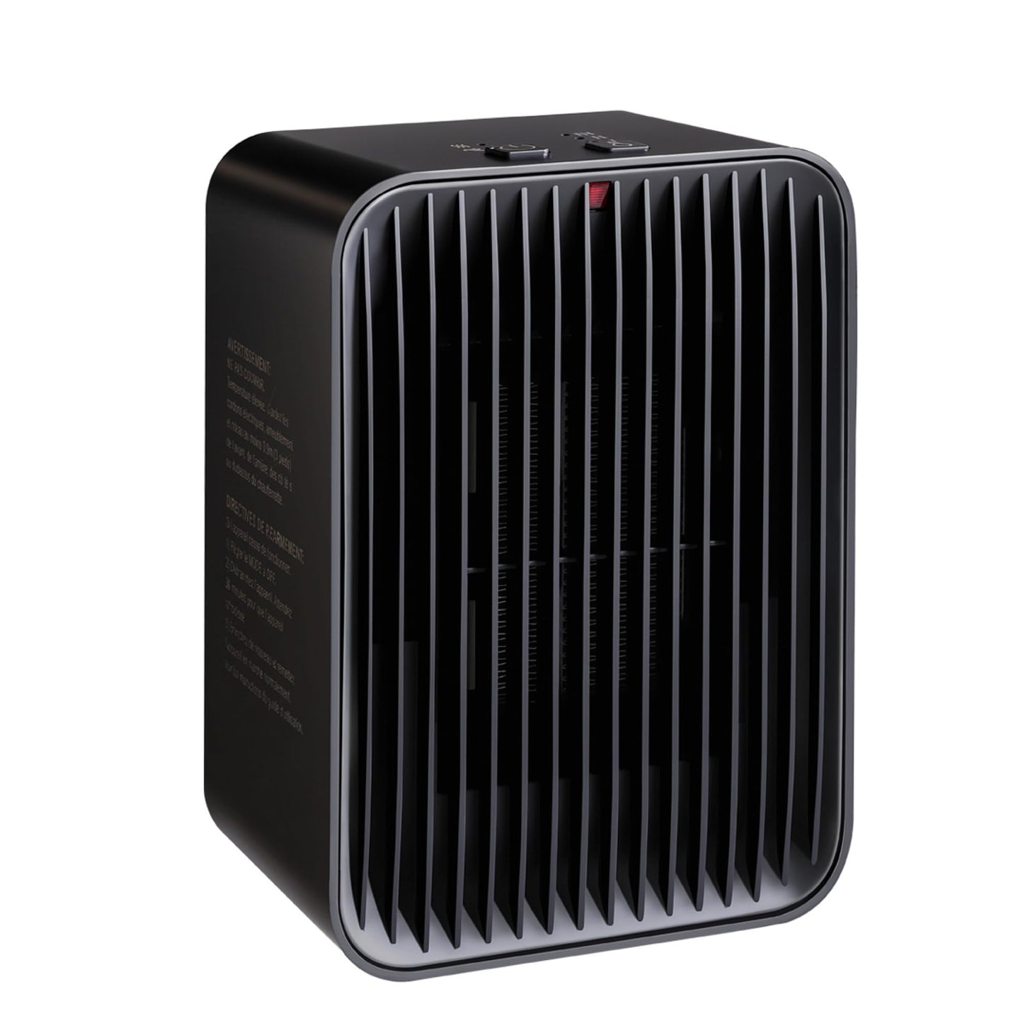 Amazon Basics Portable Ceramic Space Heater, Small Electric Heater for Indoor Use With 3 Heat Settings, Temperature Control, Lightweight (1.7 LBS), 520 w, Black, 5.1"L x 3.5"W x 7"H