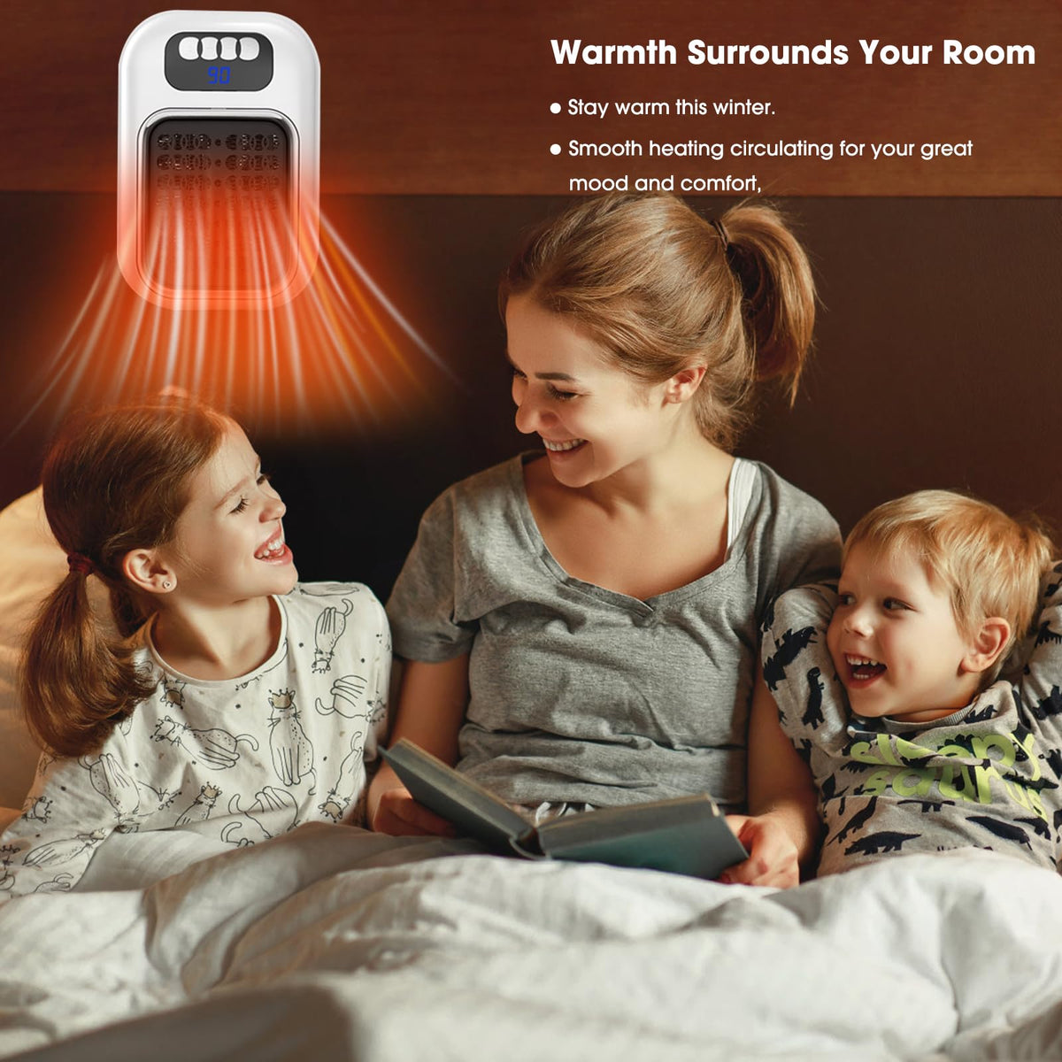 SUIDREAMS 370W Space Heater, Wall Outlet Electric Space Heater as Seen on TV with Timer, Led Display, Adjustable Thermostat, Compact for Office Dorm Room