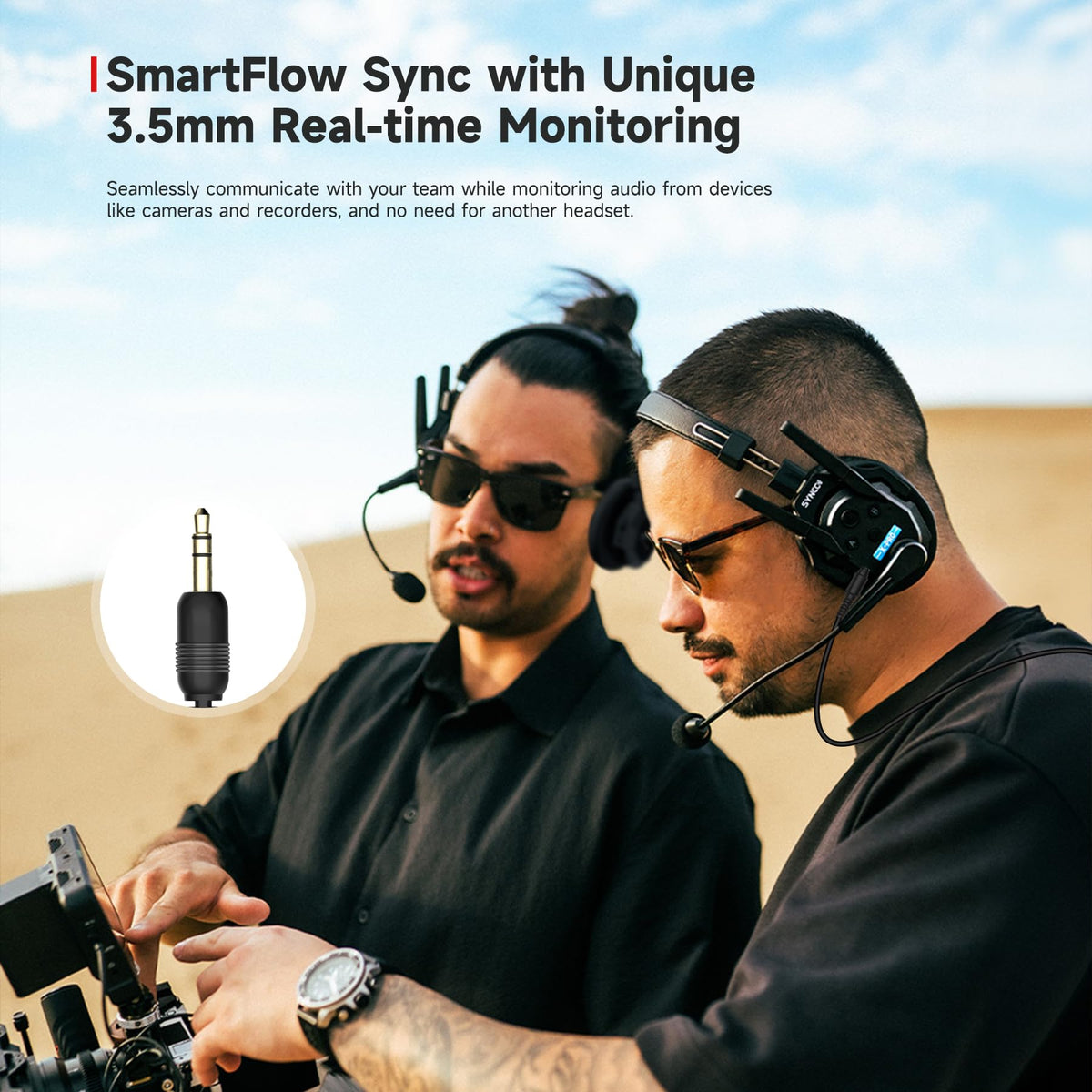 SYNCO XTalk XMax5 Wireless Intercom Headset System with Dual-Ear Design Telephone Headsets System Random Master Device,2.4GHz Full Duplex 500 m/1640 ft for 5-Person Team Communication