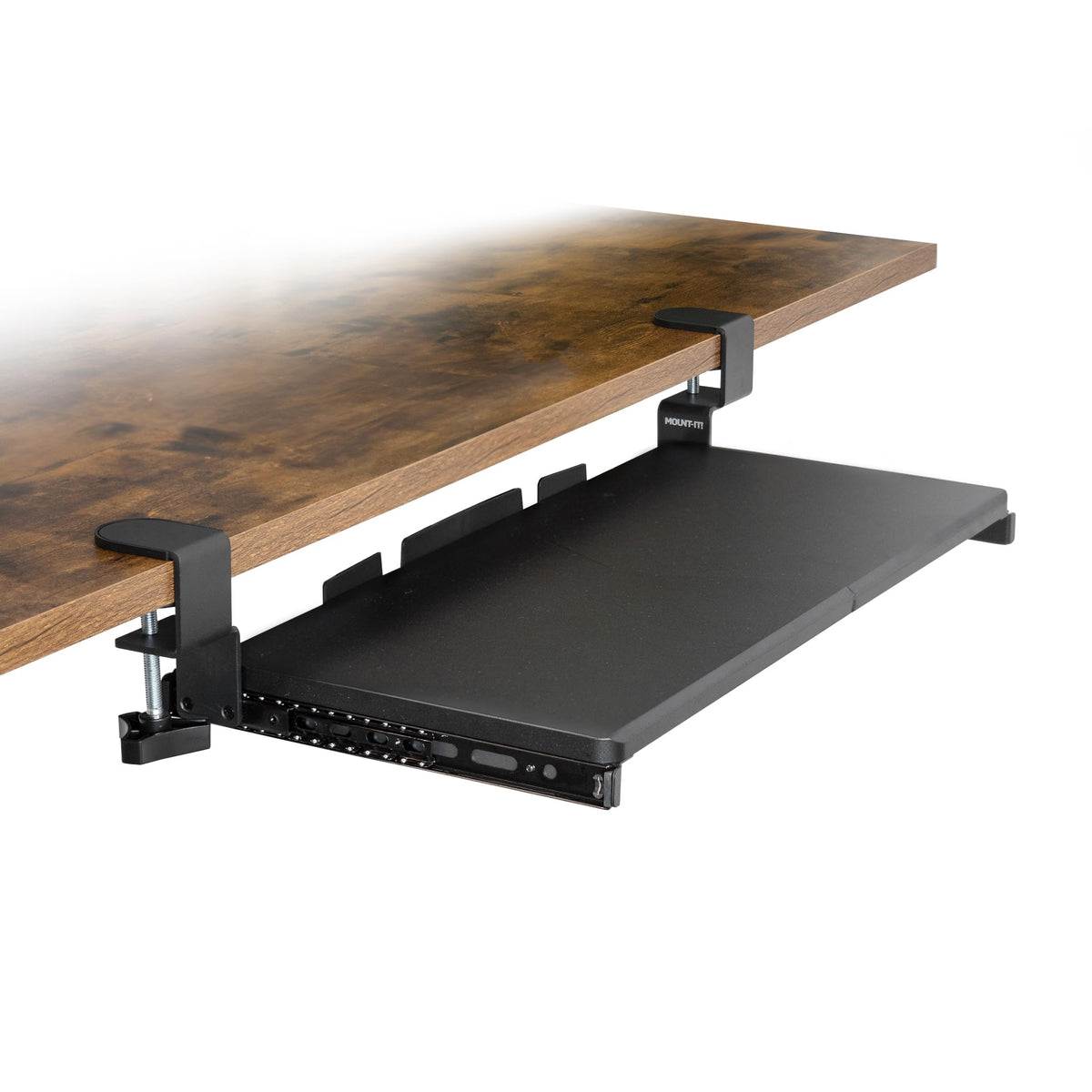 Mount-It! 24” Clamp-On Under Desk Keyboard Tray, Slide-Out Keyboard Drawer for Desk, Ergonomic Pull-Out Platform with Smooth Gliding Tracks, No-Drill C-Clamp Mount, Under Desk Keyboard Holder