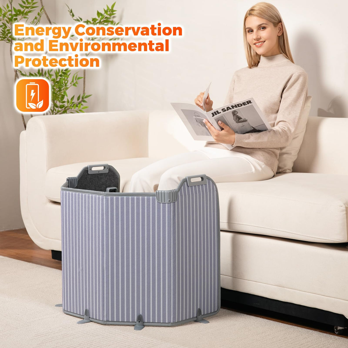 Panel Space Heater for Office/Home Quiet, Portable Electric Space Heater Warmer, Under Desk Heater for Legs Feet Knee, Foldable Foot Warmer with Thermostat Auto Shut Off, 12H Timer