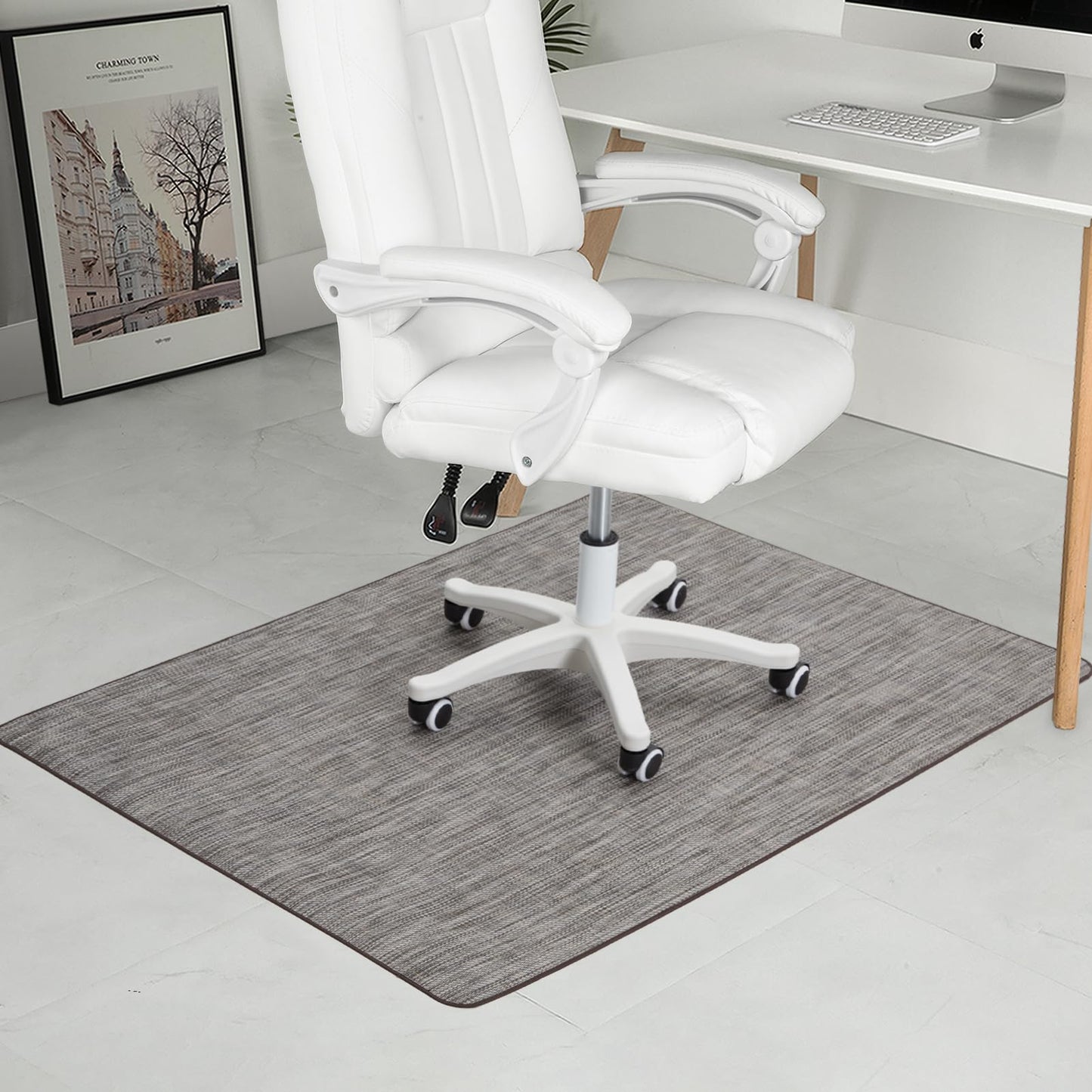 RccugmatS Chair Mat for Hardwood & Tile Floor, 36" x 48" Heavy Duty Office Chair Mat for Rolling Chairs, Anti Slip, Non-Curve, Floor Protector for Home Office, Heathered Gray