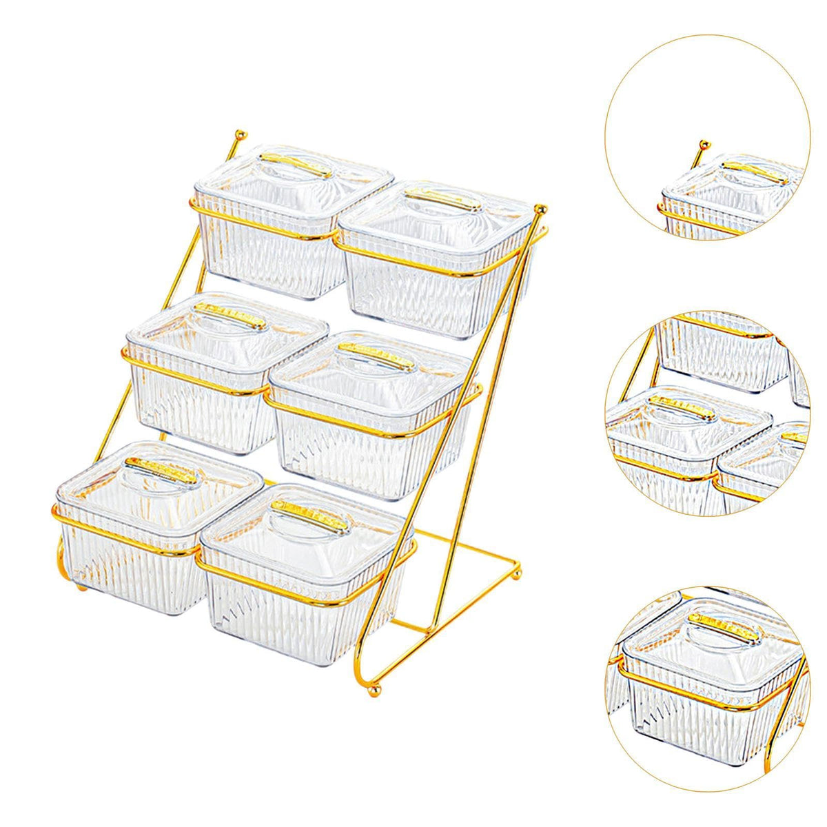 Bothyi 3 Tier Serving Bowls Nut and Candy Serving Tray Decoration Platter with Lid and Metal Rack Food Display Dish for Party Family, transparent