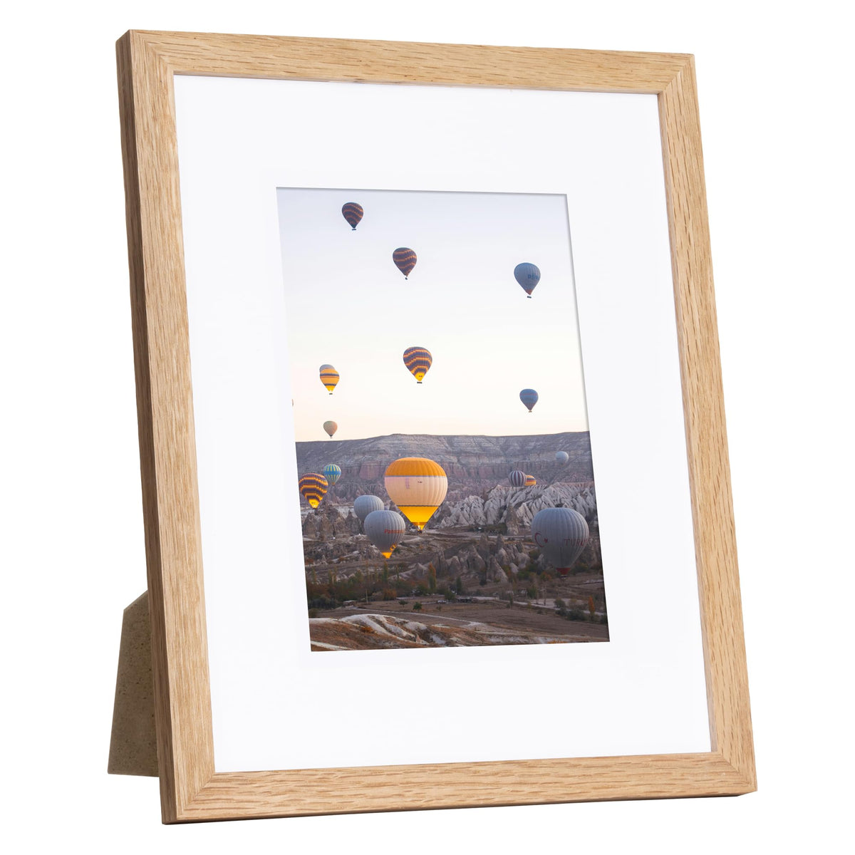 Marsmiles 8x10 Wooden Picture Frame, USA-Sourced Natural Oak Solid Wood Photo Frame with Plexiglass for Display Pictures 5x7 with Mat or 8x10 without Mat, Natural, 1 Pack