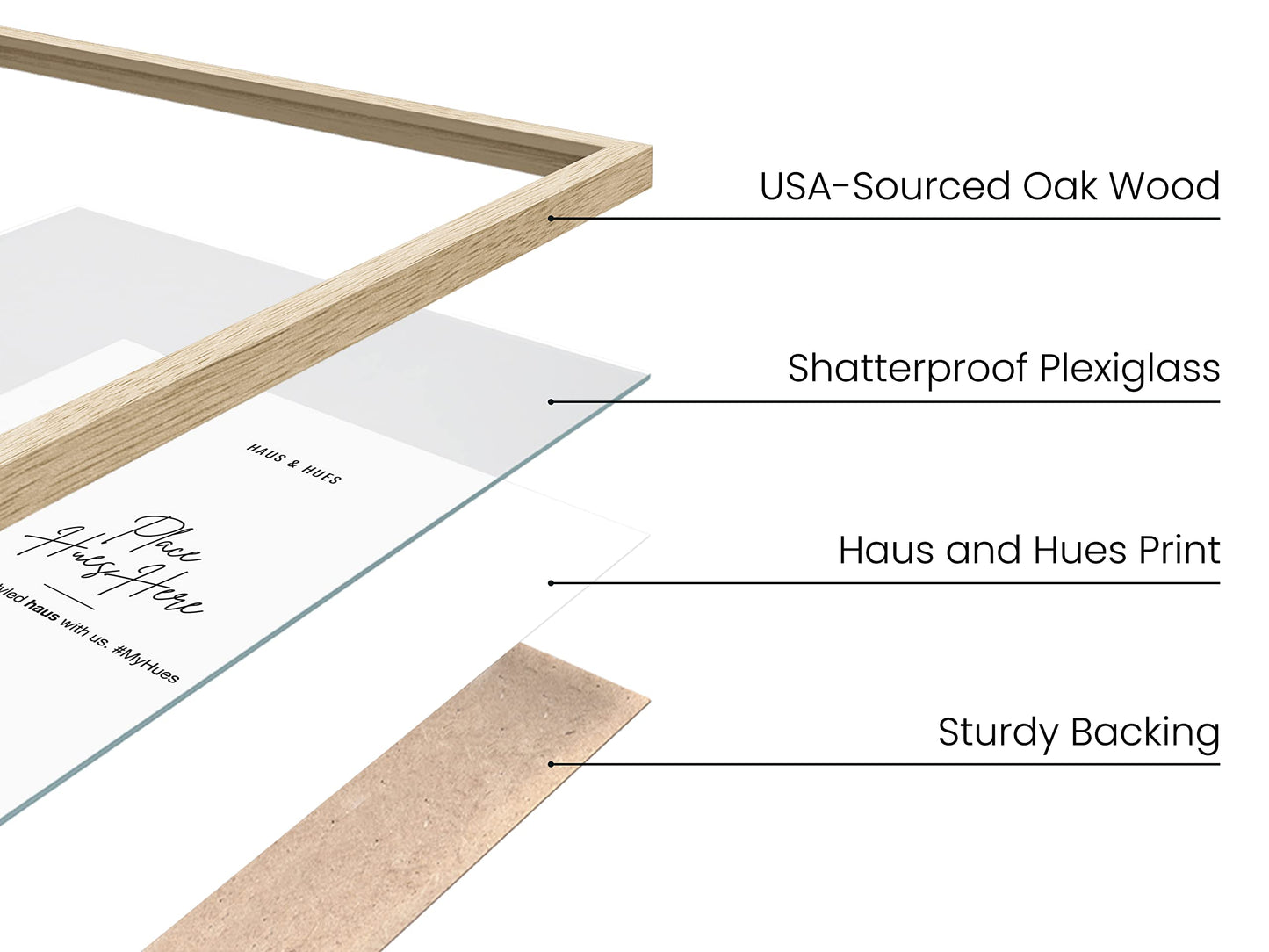 HAUS AND HUES Beige Oak Wood 8x10 Picture Frame - Modern Wood Wall Art Display - Lightweight 8x10 Frame for Art Prints, Photos, Posters - Ready-to-Hang Vertically & Horizontally (Set of 6)