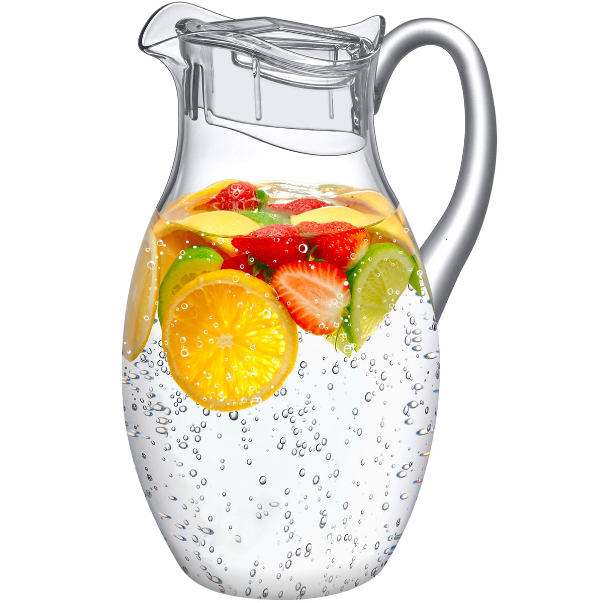 Amazing Abby - Bubbly Grand - Plastic Pitcher (96 oz, 3 Quart), Clear Water Pitcher with Lid, Fridge Jug, BPA-Free, Shatter-Proof, Great for Iced Tea, Sangria, Lemonade, Juice, Milk, and More