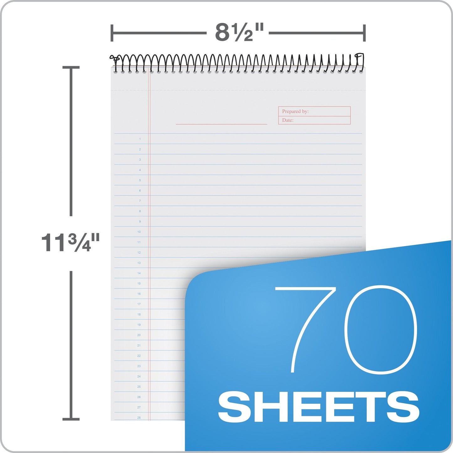 Tops Docket Gold Project Planner, 8-1/2" x 11-3/4", Top-Wire Bound, Project Rule, Poly Cover, 70 Sheets (99710) - White