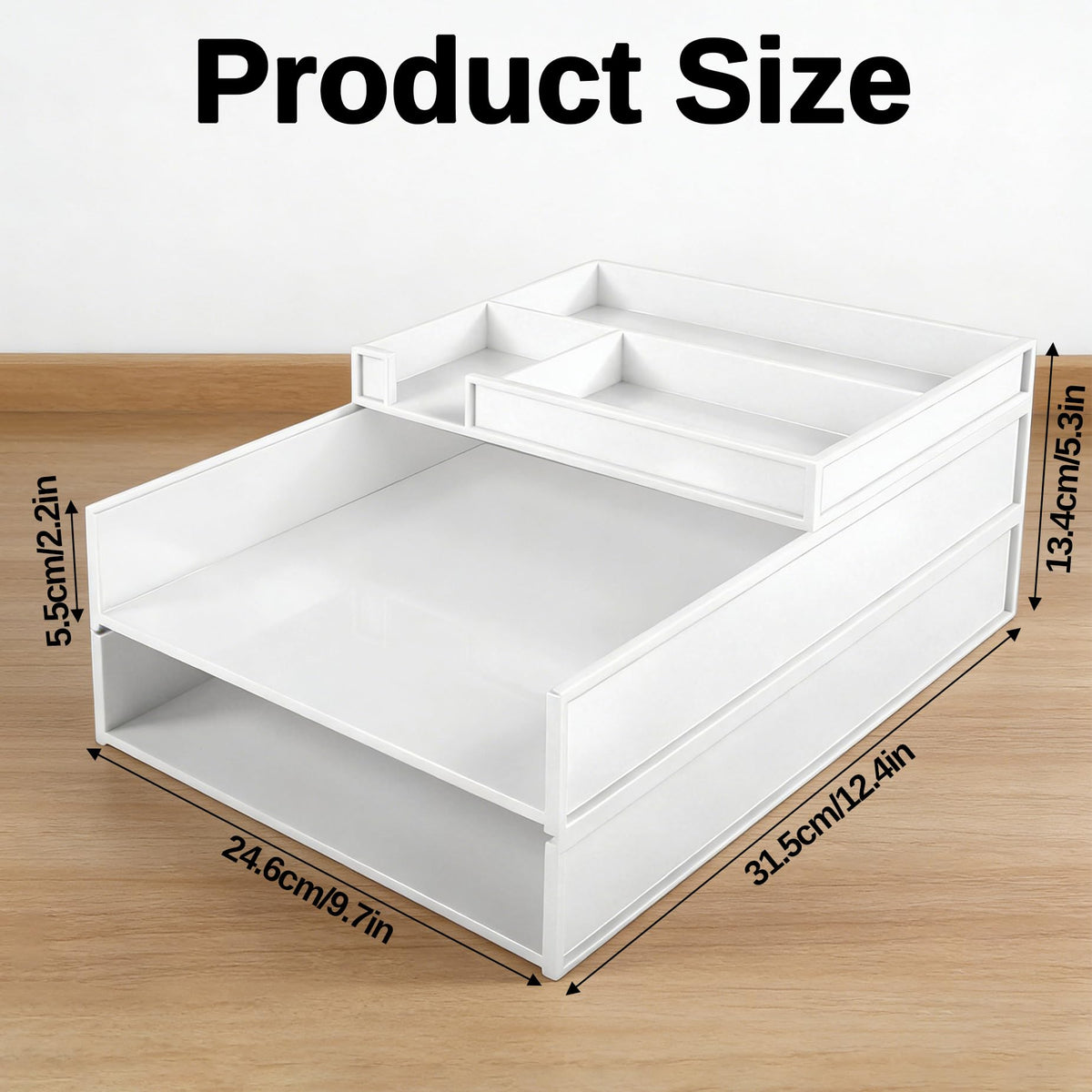 Legrape Stackable Letter Tray Paper Organizer, 3 Tier Stackable Paper Tray, Plastic Document Tray for A4 Files, Letters, Notebooks, White